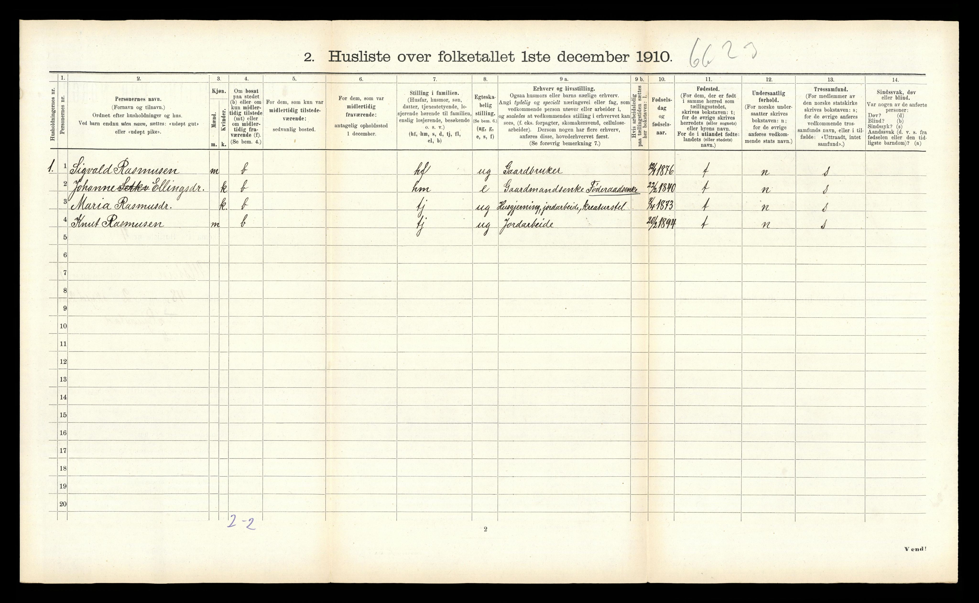 RA, 1910 census for Ulstein, 1910, p. 603