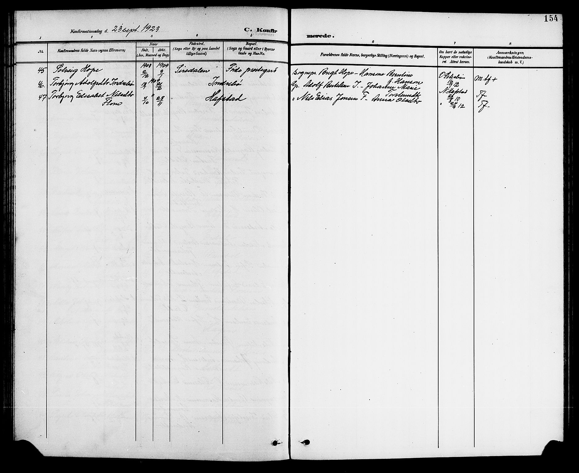 Førde sokneprestembete, AV/SAB-A-79901/H/Hab/Haba/L0003: Parish register (copy) no. A 3, 1899-1924, p. 154