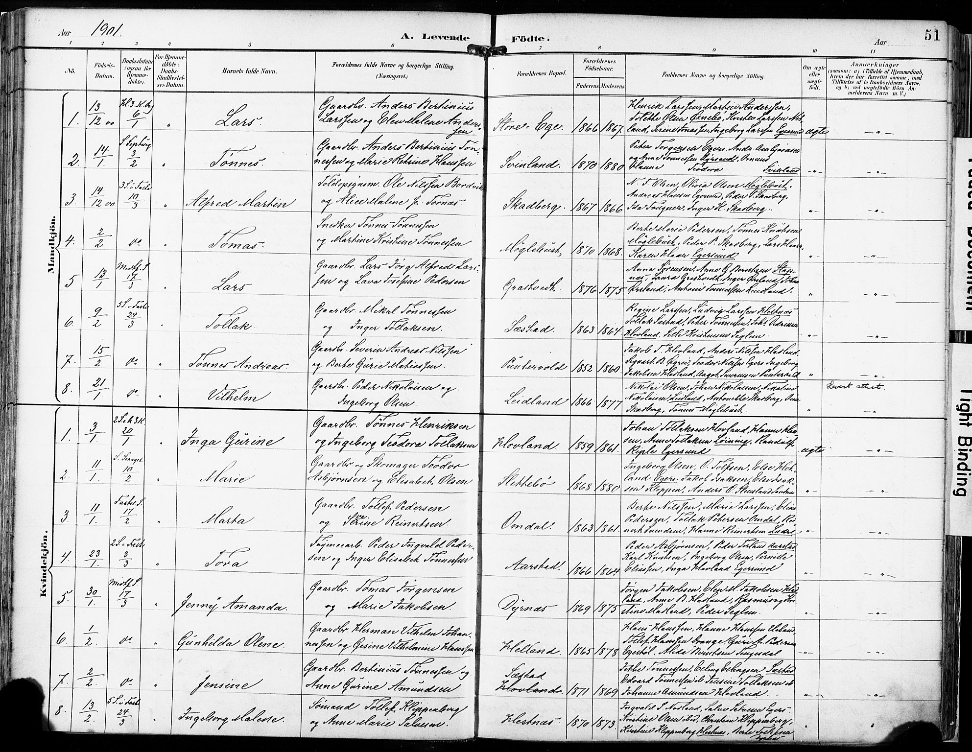 Eigersund sokneprestkontor, SAST/A-101807/S08/L0018: Parish register (official) no. A 17, 1892-1905, p. 51