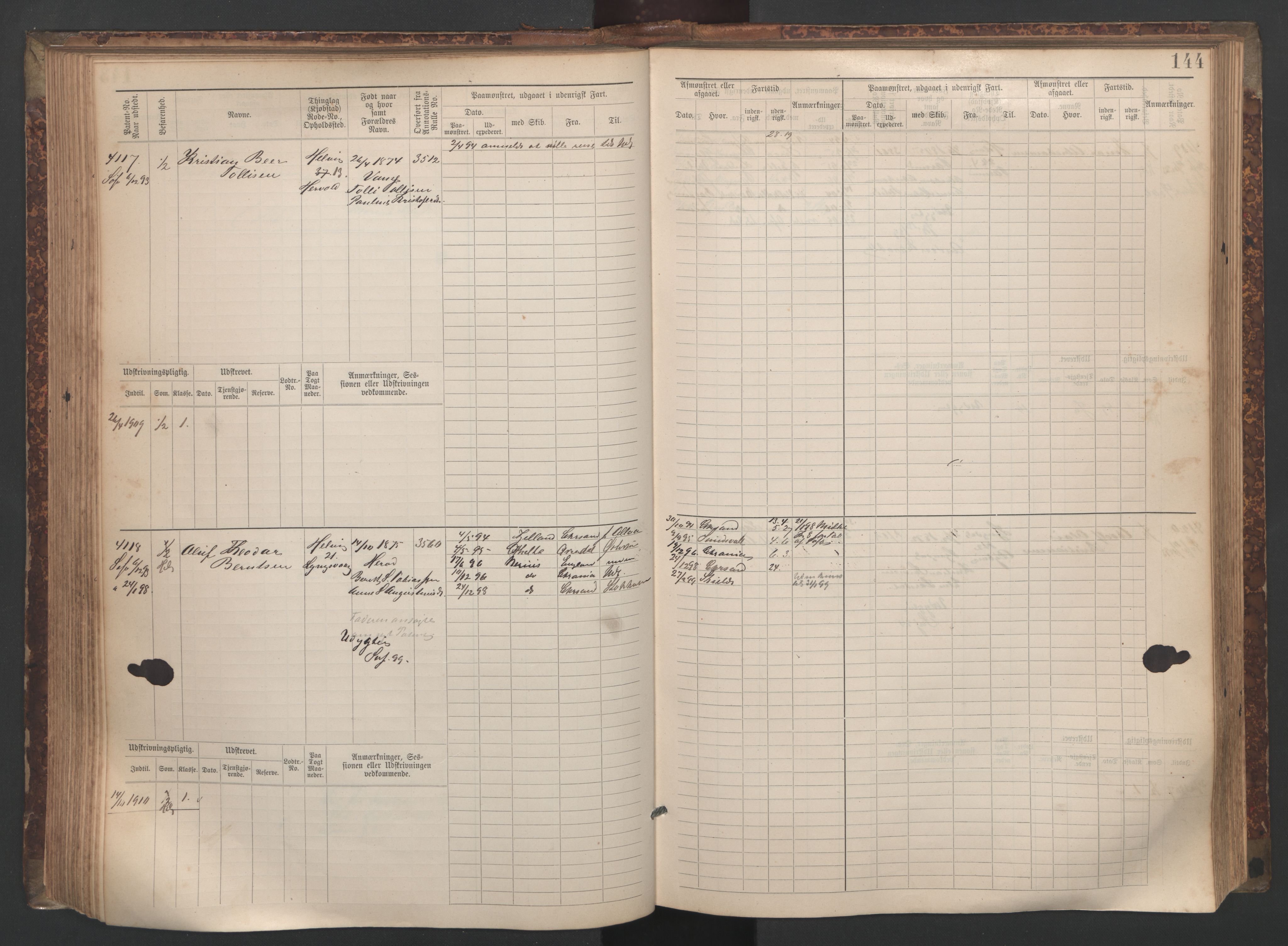 Farsund mønstringskrets, AV/SAK-2031-0017/F/Fb/L0020: Hovedrulle nr 3833-4506, Z-12, 1890-1930, p. 154