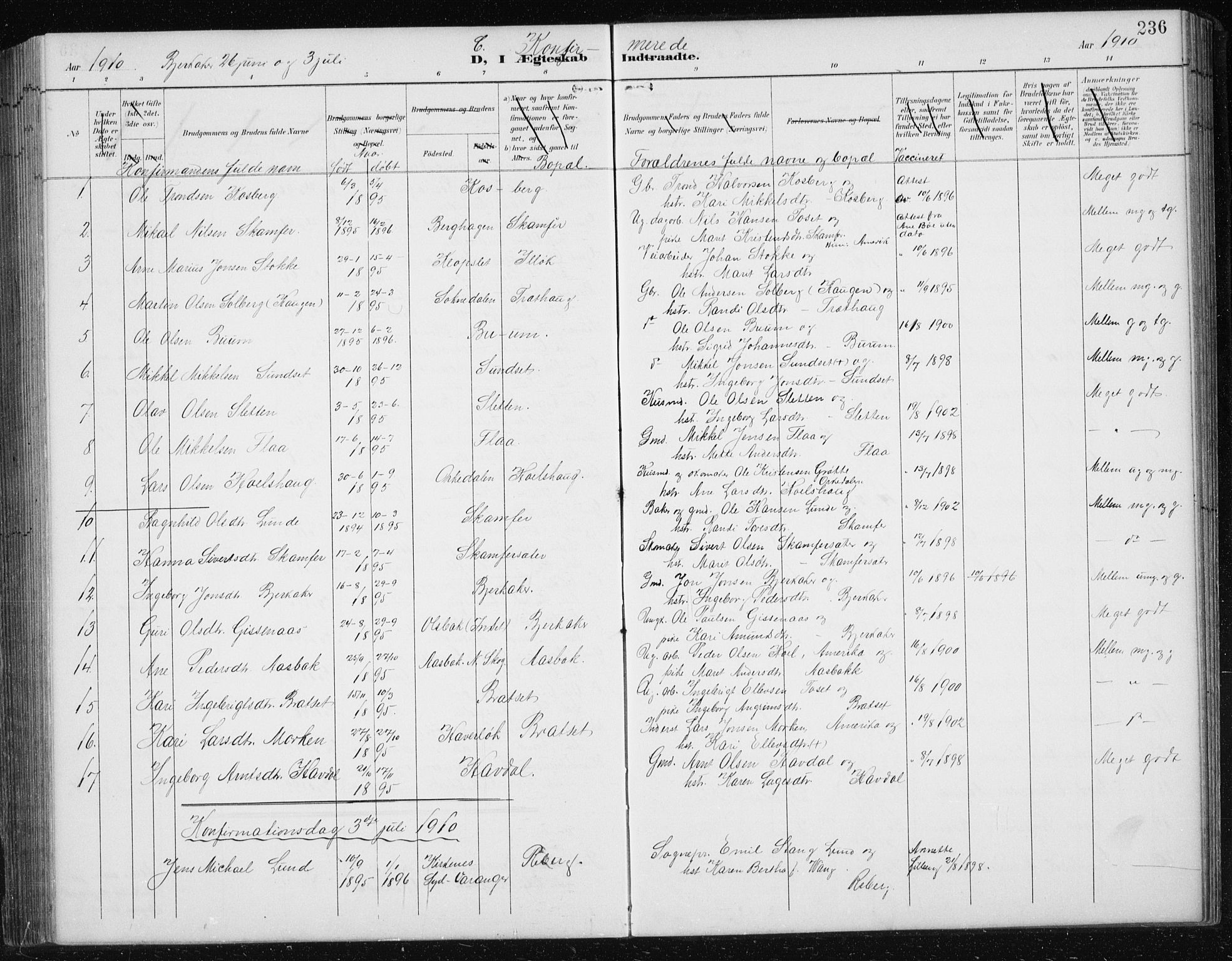 Ministerialprotokoller, klokkerbøker og fødselsregistre - Sør-Trøndelag, SAT/A-1456/674/L0876: Parish register (copy) no. 674C03, 1892-1912, p. 236