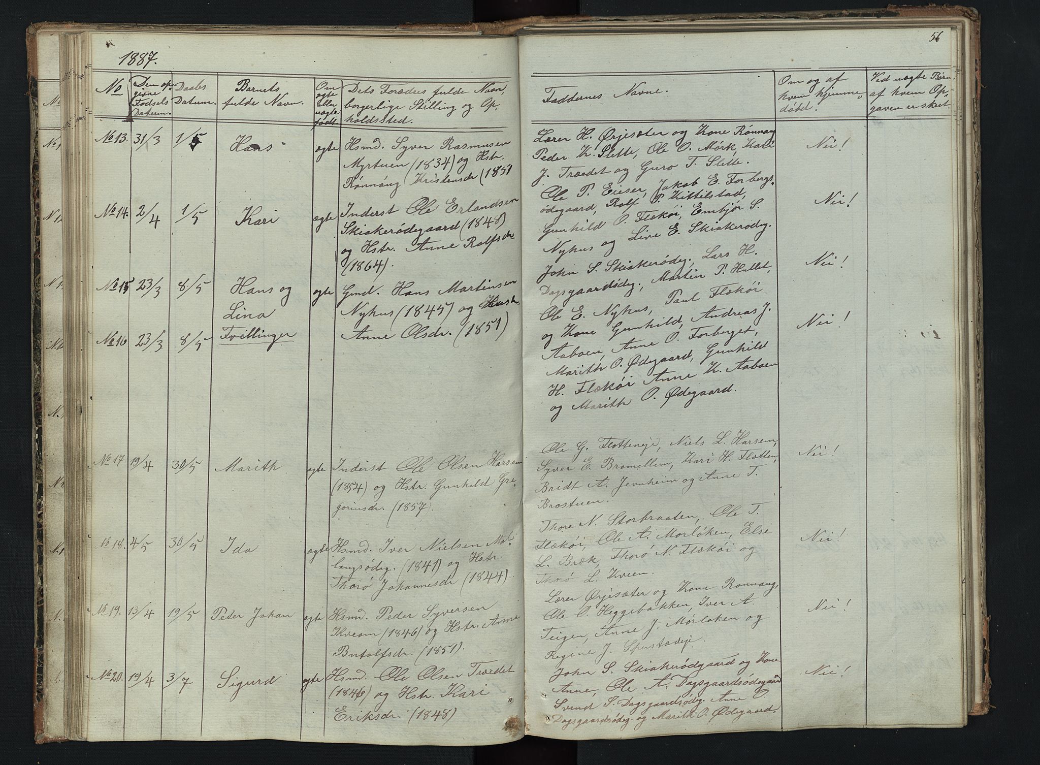 Skjåk prestekontor, AV/SAH-PREST-072/H/Ha/Hab/L0002: Parish register (copy) no. 2, 1867-1894, p. 56