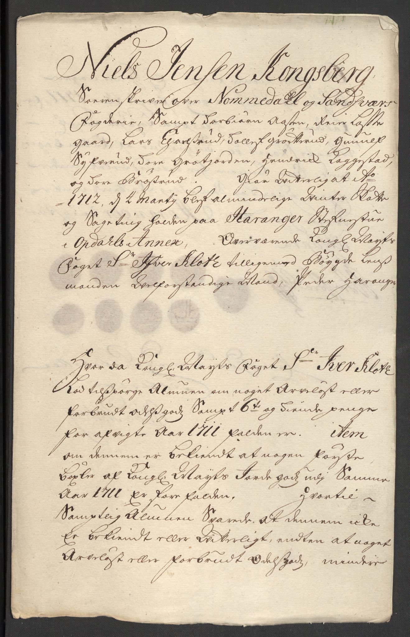 Rentekammeret inntil 1814, Reviderte regnskaper, Fogderegnskap, AV/RA-EA-4092/R24/L1586: Fogderegnskap Numedal og Sandsvær, 1711, p. 38