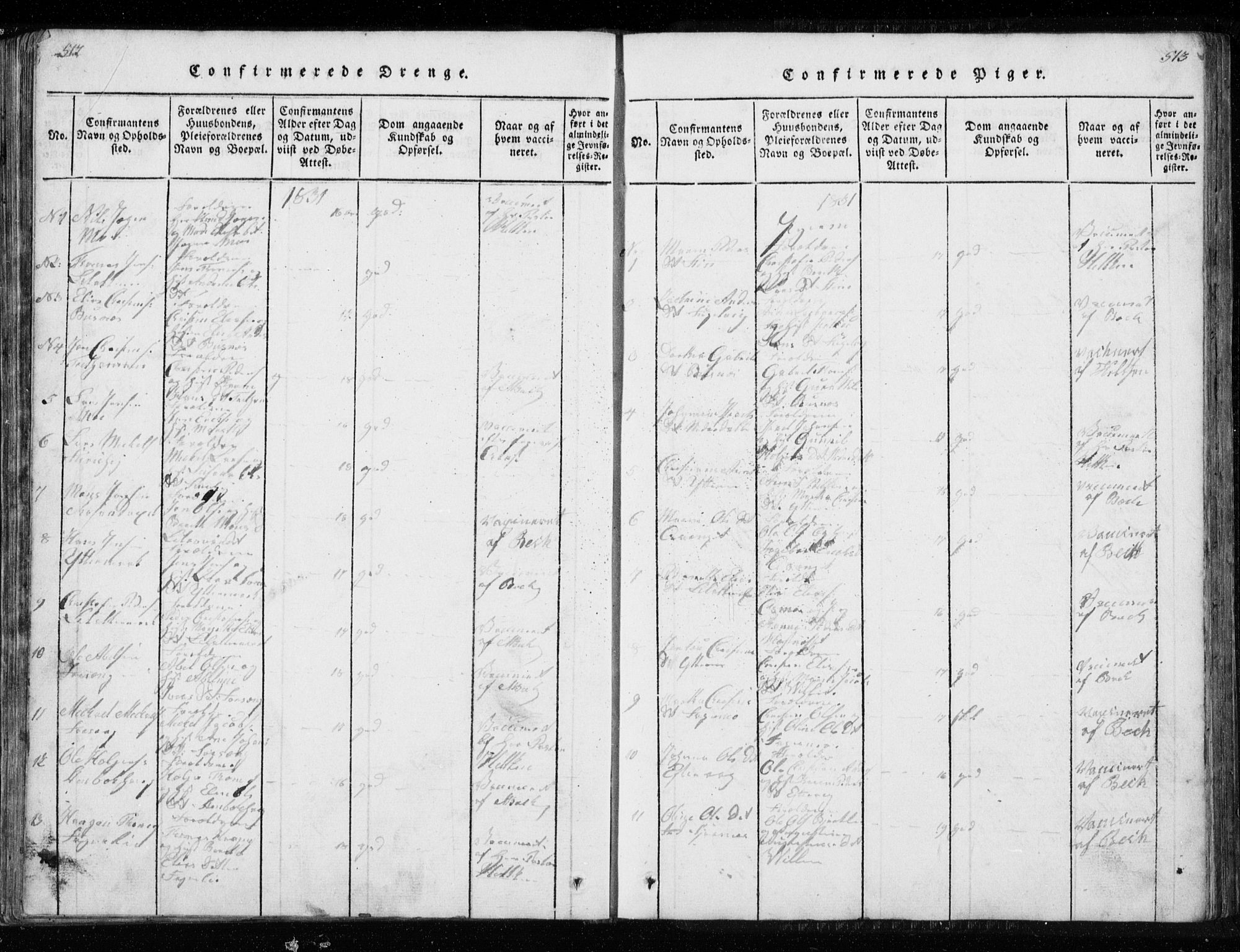 Ministerialprotokoller, klokkerbøker og fødselsregistre - Nordland, SAT/A-1459/827/L0412: Parish register (copy) no. 827C01, 1820-1841, p. 512-513