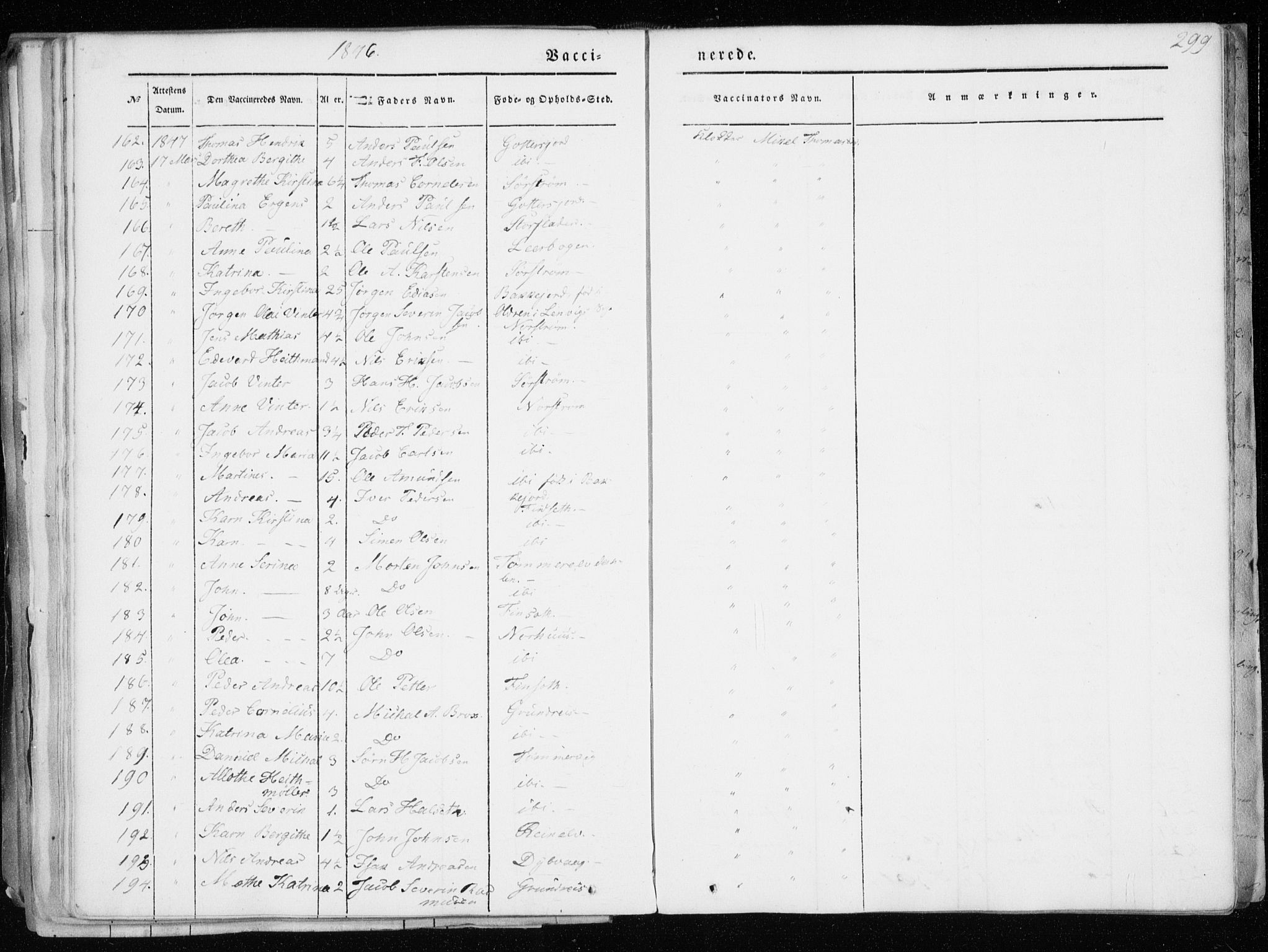 Tranøy sokneprestkontor, AV/SATØ-S-1313/I/Ia/Iaa/L0006kirke: Parish register (official) no. 6, 1844-1855, p. 299