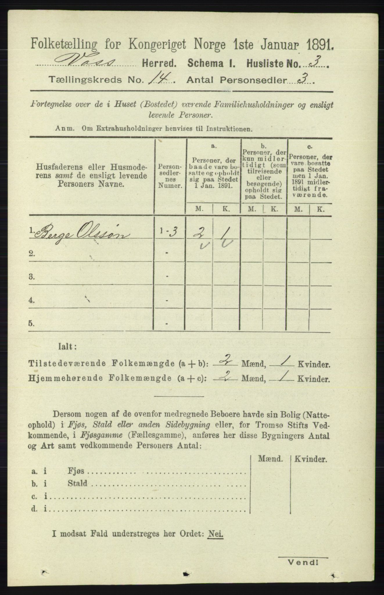 RA, 1891 census for 1235 Voss, 1891, p. 7185