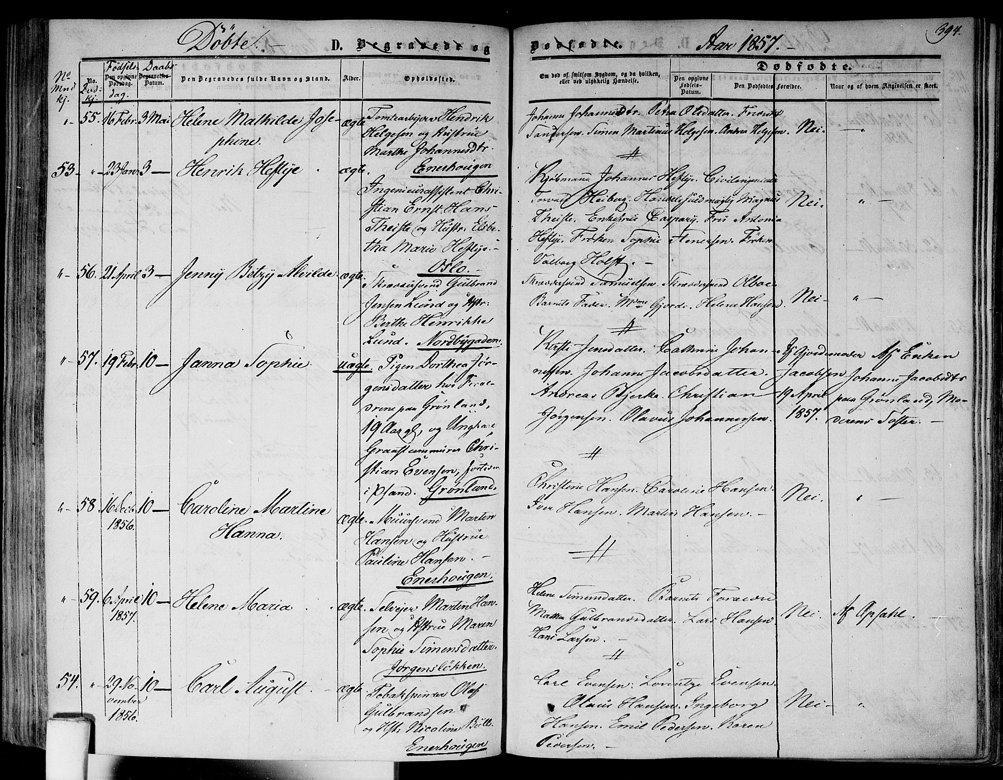 Gamlebyen prestekontor Kirkebøker, SAO/A-10884/F/Fa/L0004: Parish register (official) no. 4, 1850-1857, p. 394