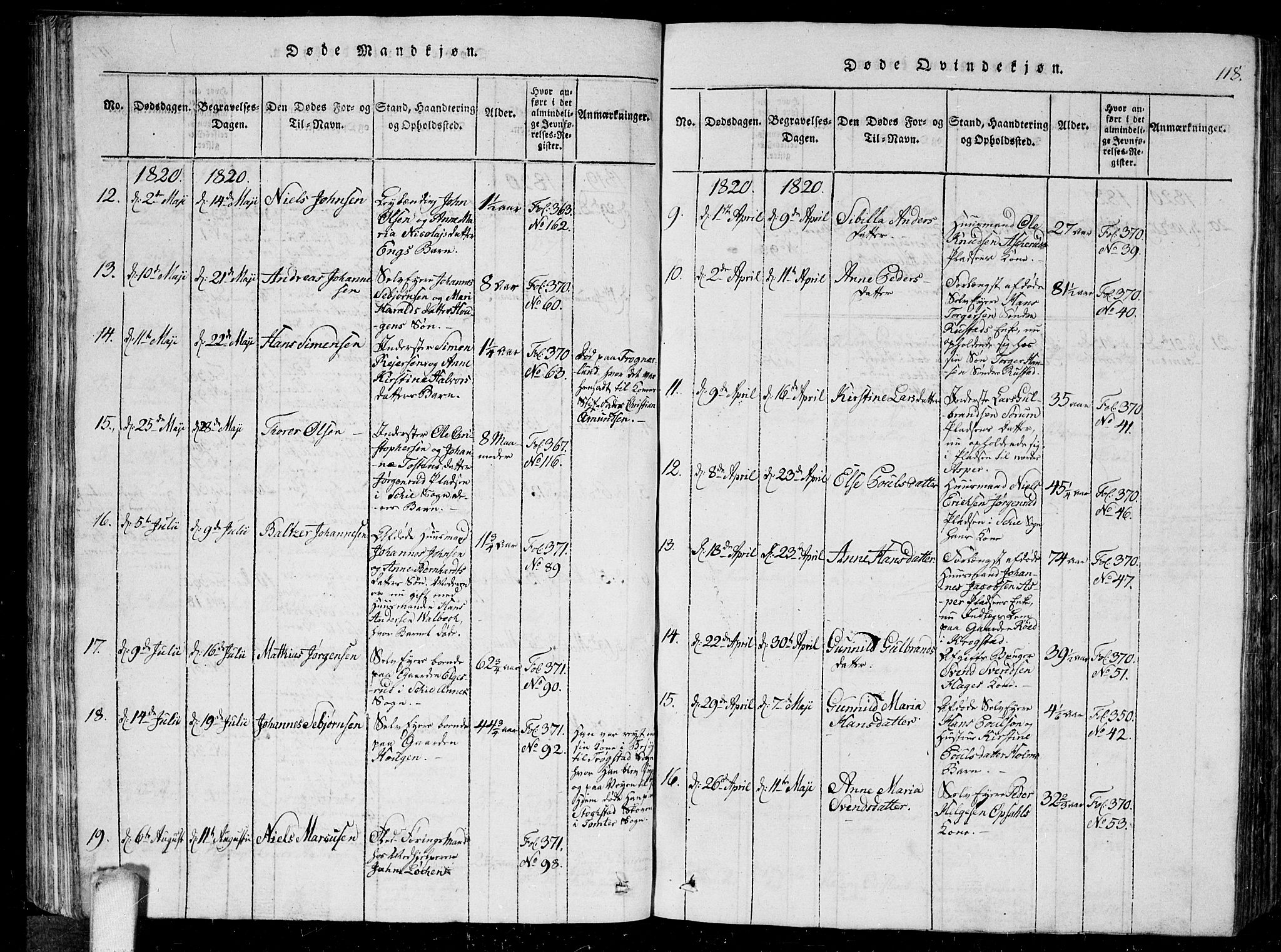 Kråkstad prestekontor Kirkebøker, AV/SAO-A-10125a/G/Ga/L0001: Parish register (copy) no. I 1, 1813-1824, p. 118