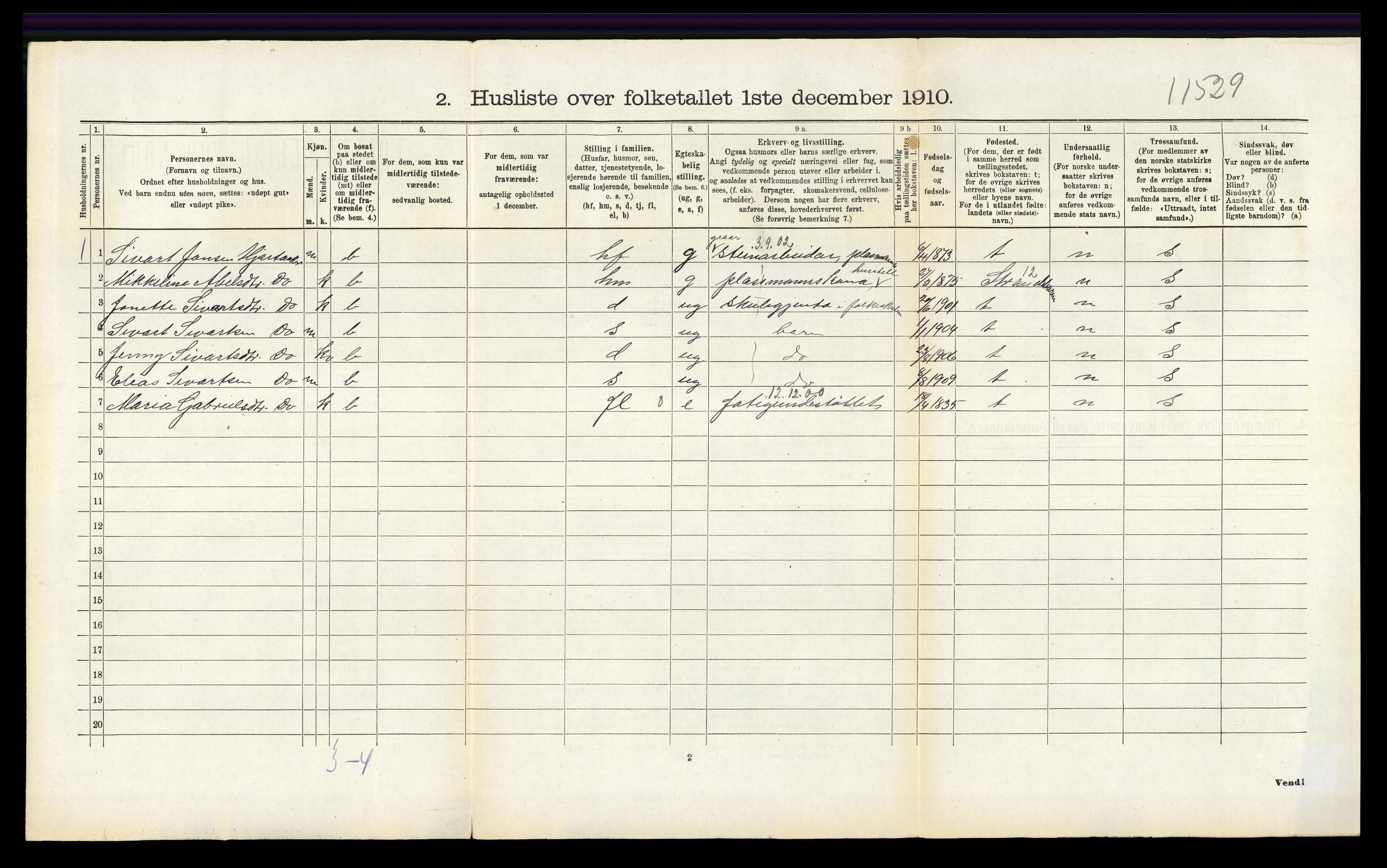 RA, 1910 census for Strandvik, 1910, p. 612