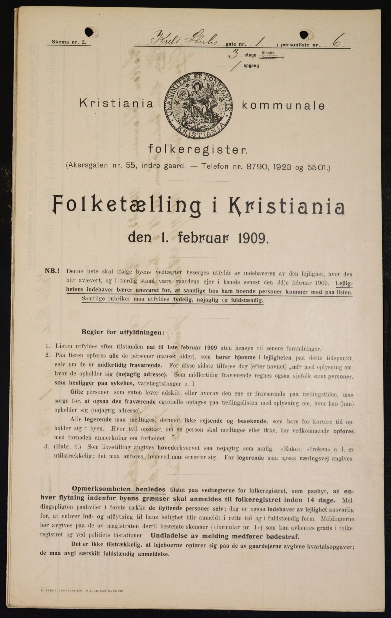 OBA, Municipal Census 1909 for Kristiania, 1909, p. 46925