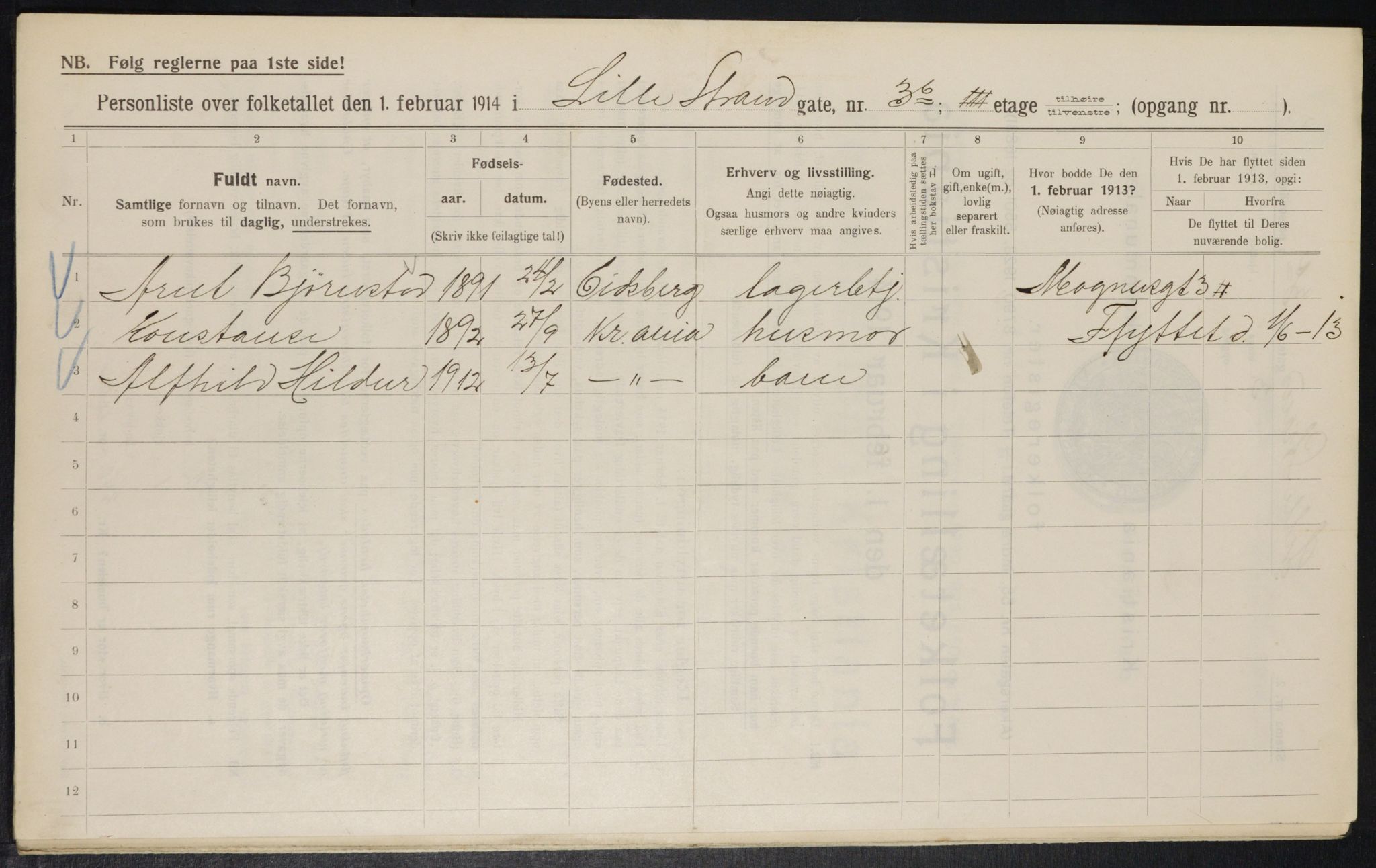OBA, Municipal Census 1914 for Kristiania, 1914, p. 57509
