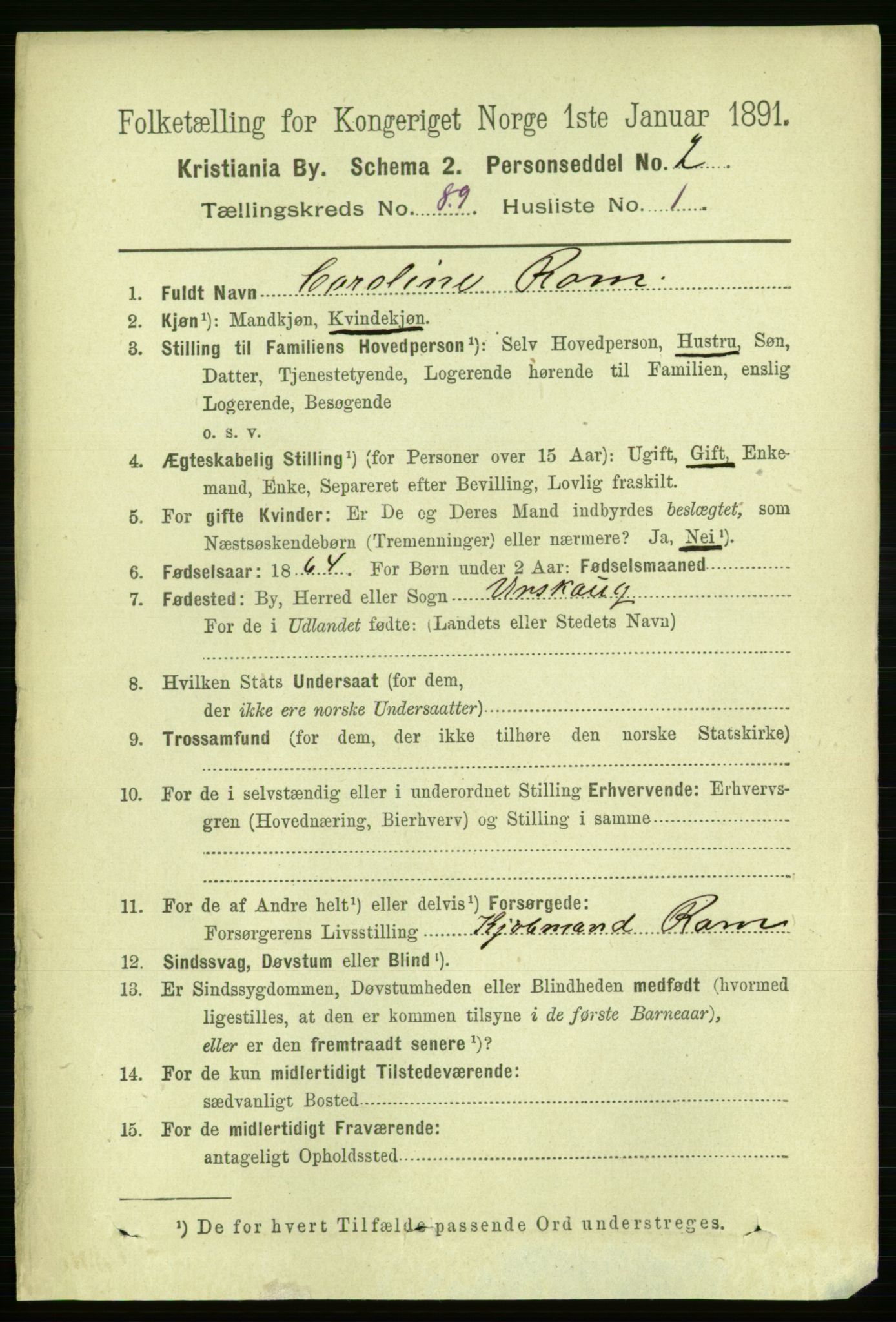 RA, 1891 census for 0301 Kristiania, 1891, p. 43900