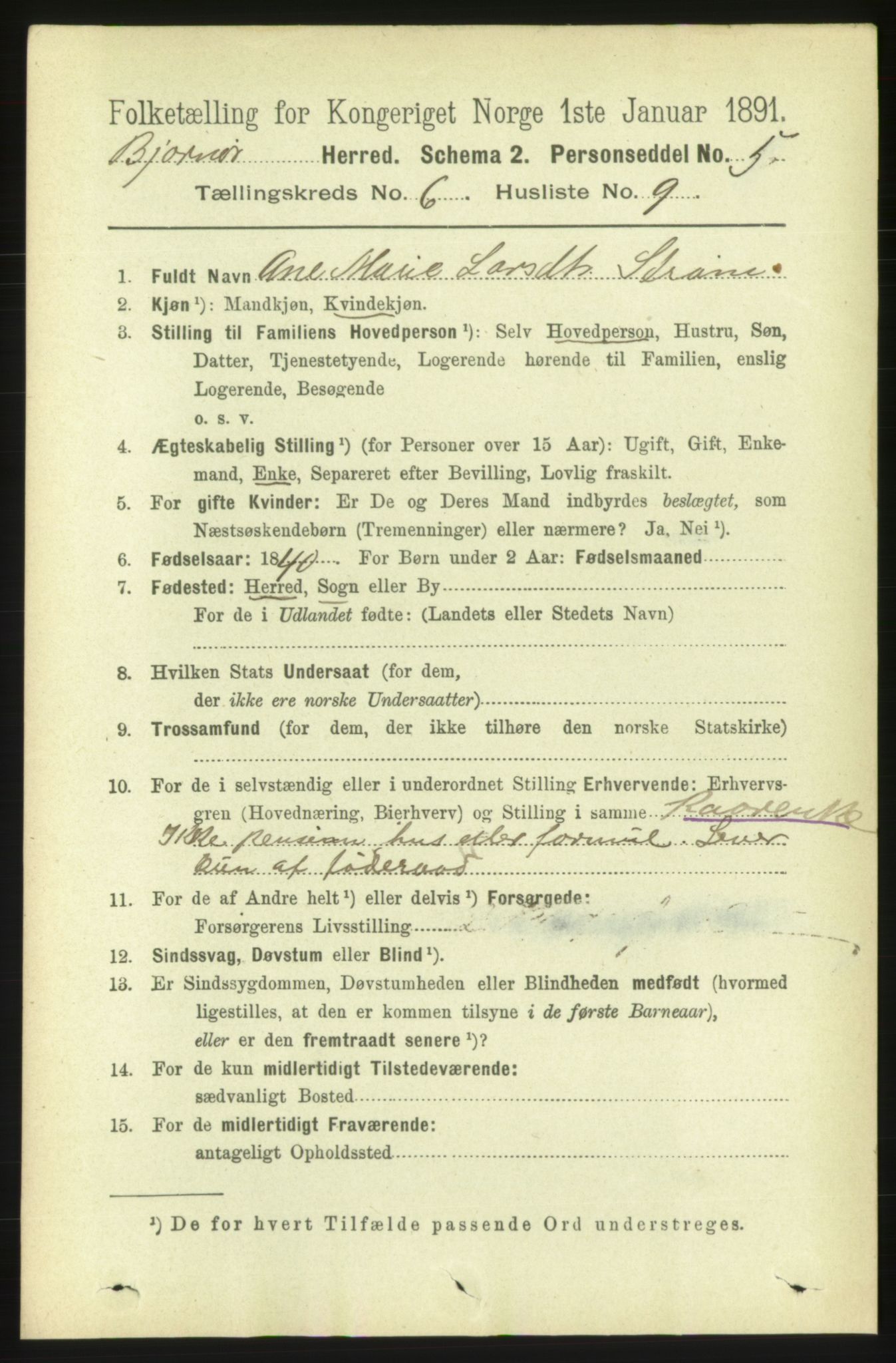 RA, 1891 census for 1632 Bjørnør, 1891, p. 2634