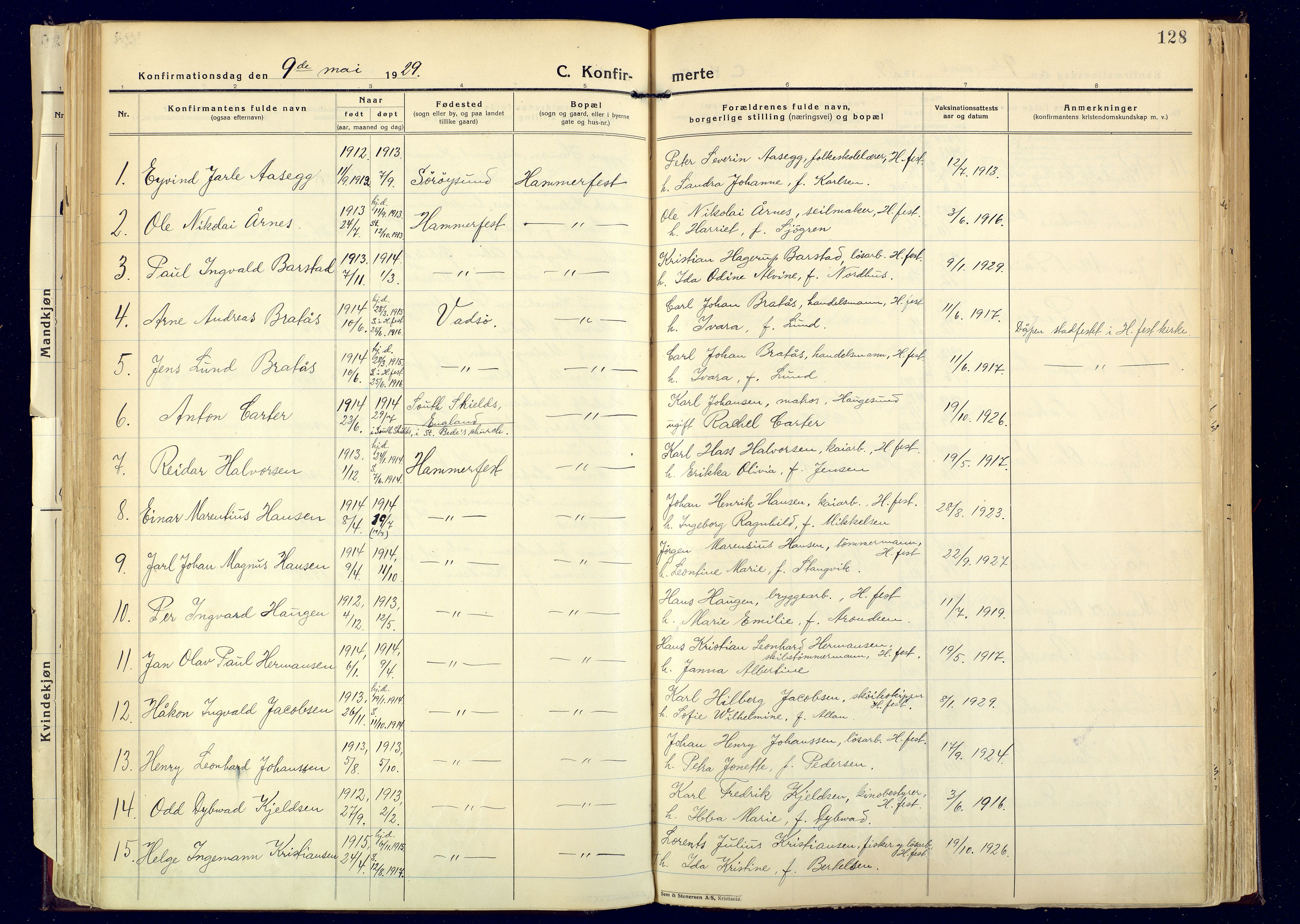 Hammerfest sokneprestkontor, SATØ/S-1347: Parish register (official) no. 17, 1923-1933, p. 128
