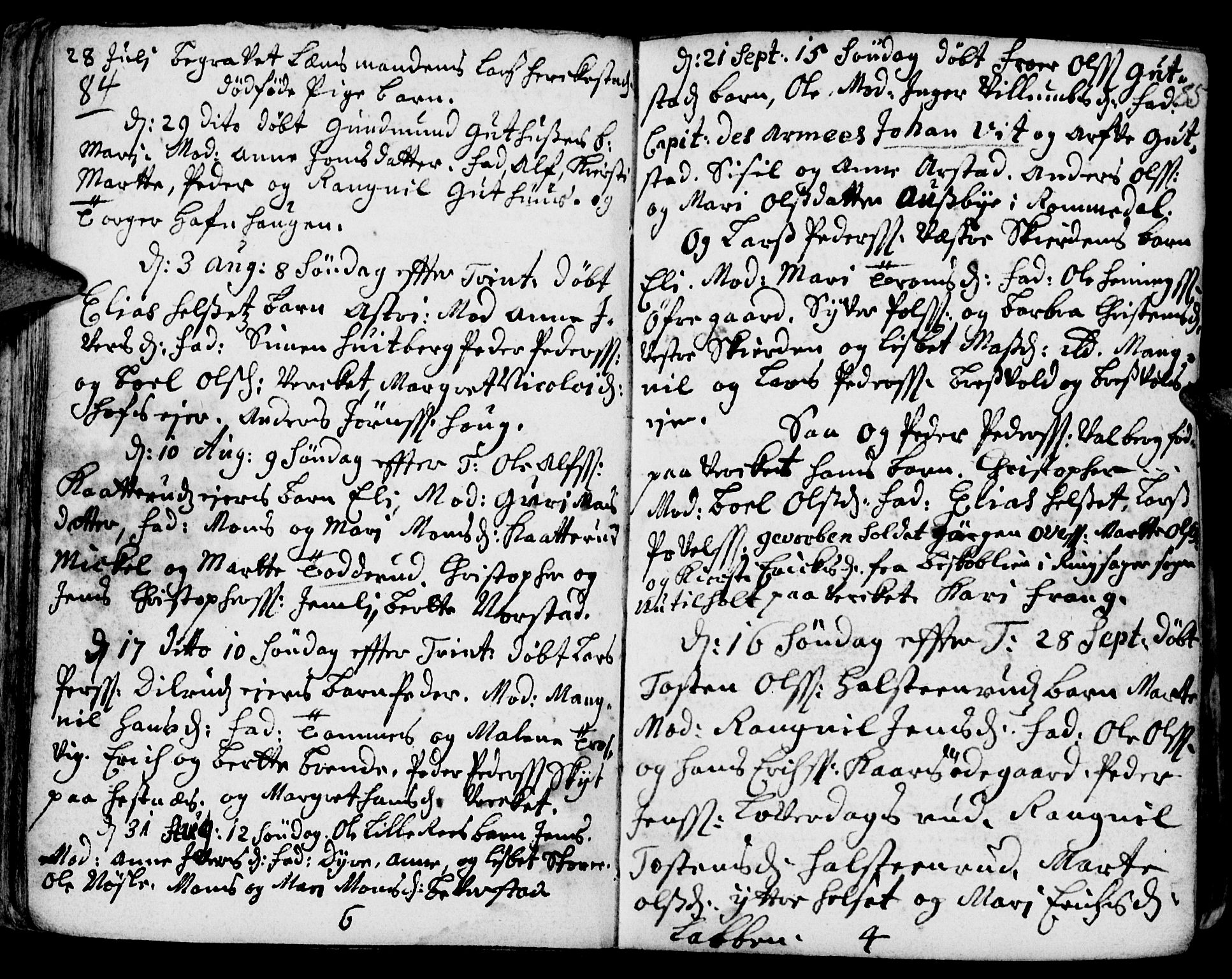 Stange prestekontor, AV/SAH-PREST-002/K/L0002: Parish register (official) no. 2, 1724-1740, p. 84-85