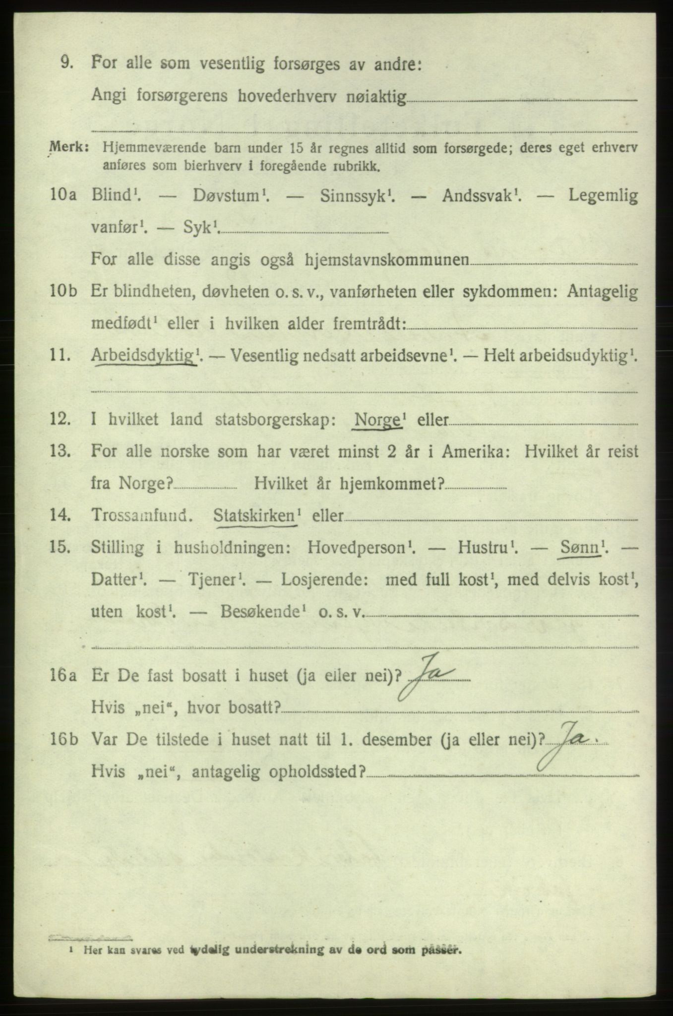 SAB, 1920 census for Bremnes, 1920, p. 2773