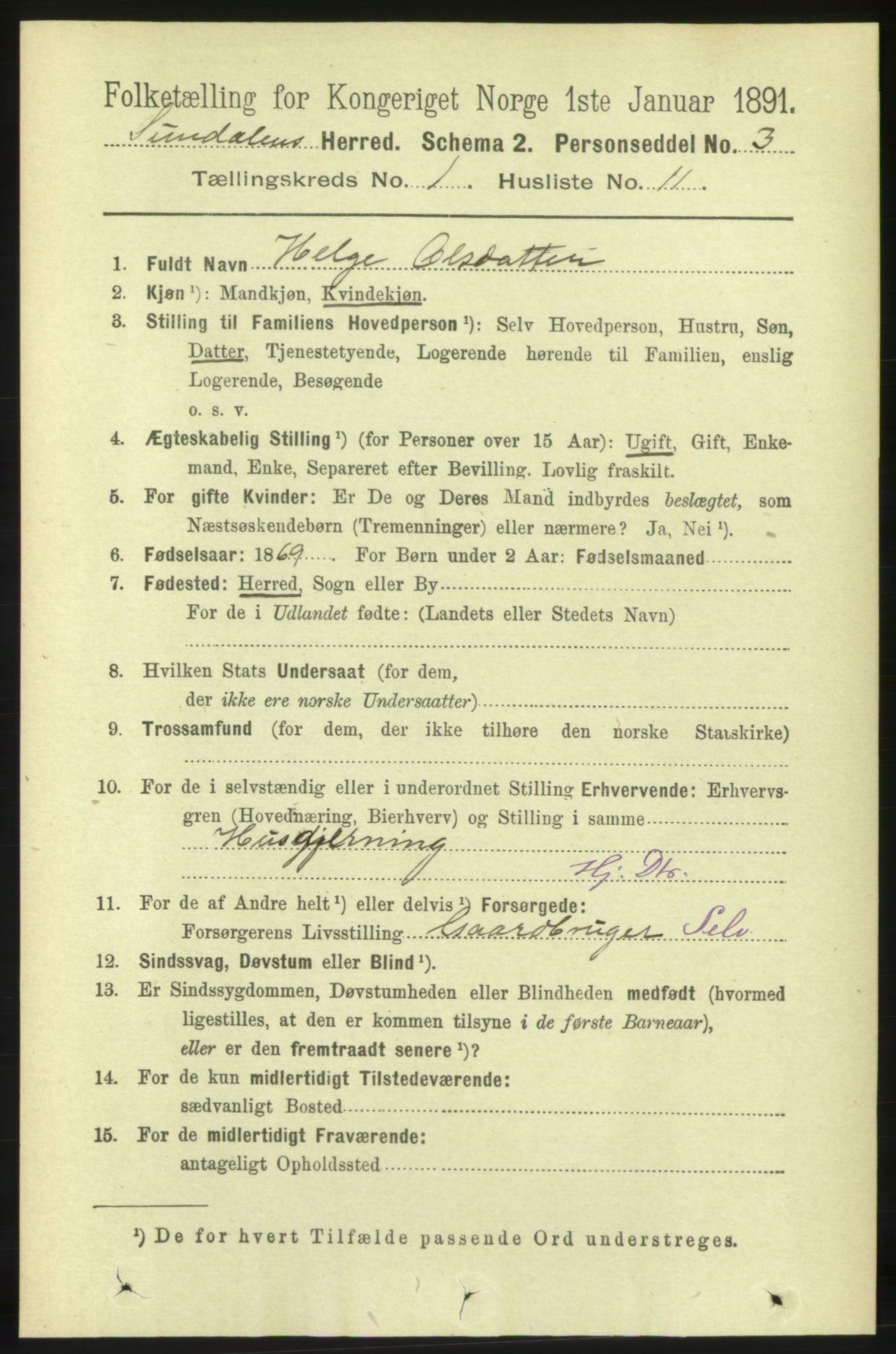 RA, 1891 census for 1563 Sunndal, 1891, p. 113