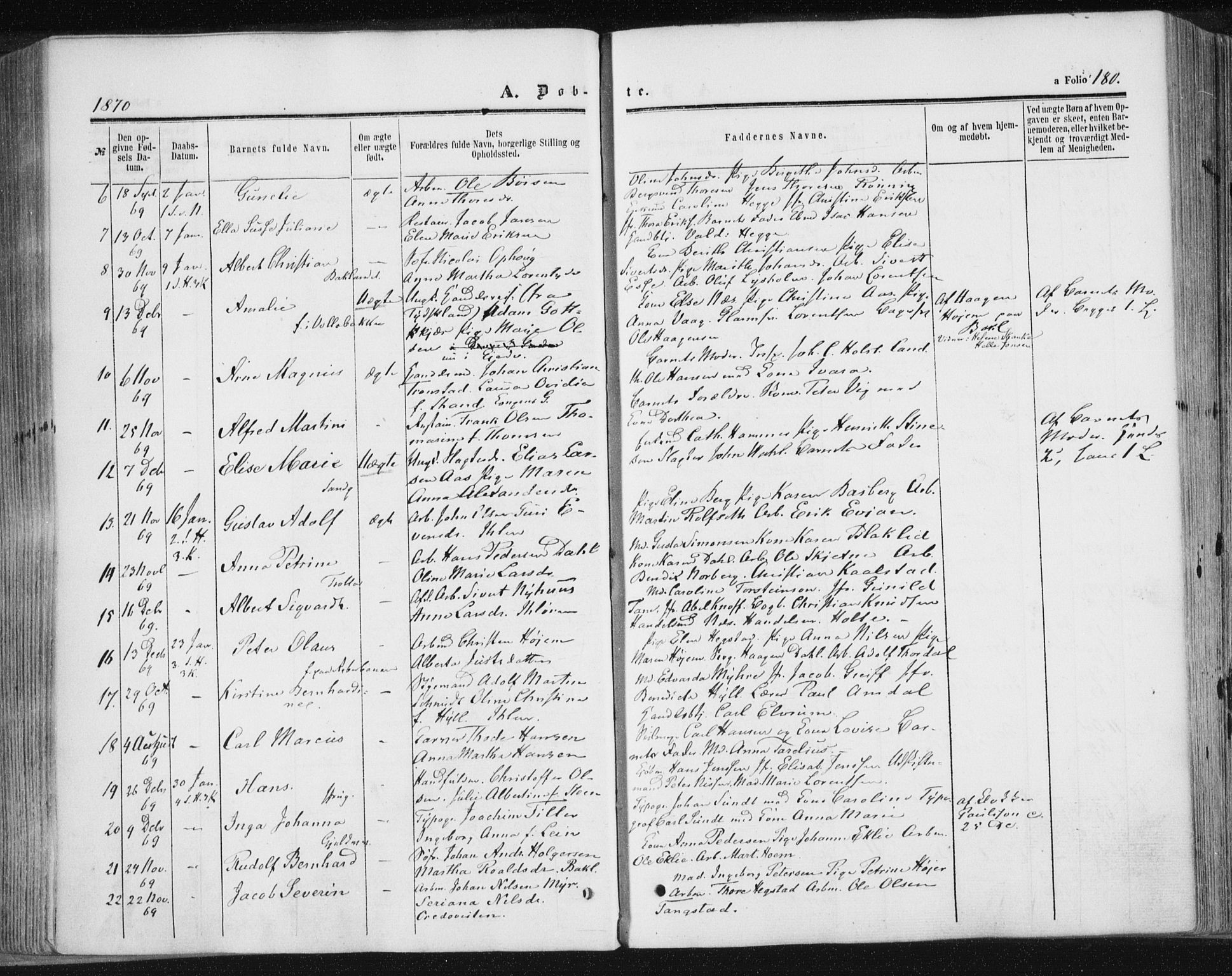 Ministerialprotokoller, klokkerbøker og fødselsregistre - Sør-Trøndelag, SAT/A-1456/602/L0115: Parish register (official) no. 602A13, 1860-1872, p. 180