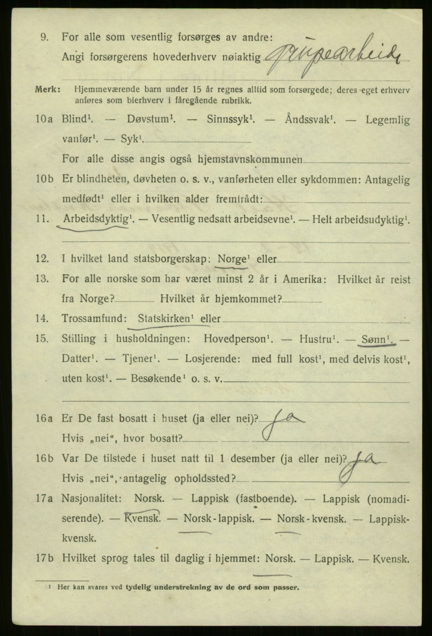 SATØ, 1920 census for Tromsø, 1920, p. 25156