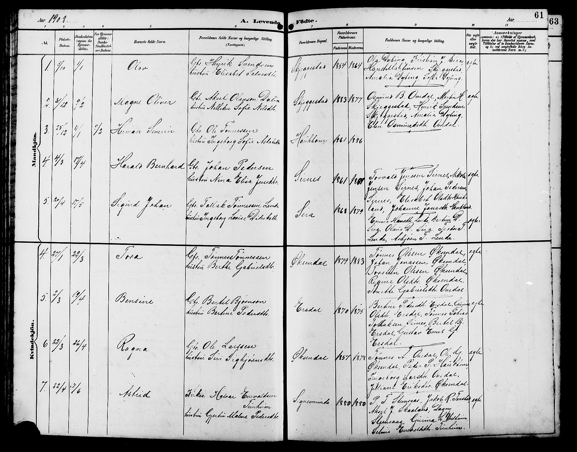 Bakke sokneprestkontor, SAK/1111-0002/F/Fb/Fba/L0003: Parish register (copy) no. B 3, 1894-1910, p. 61