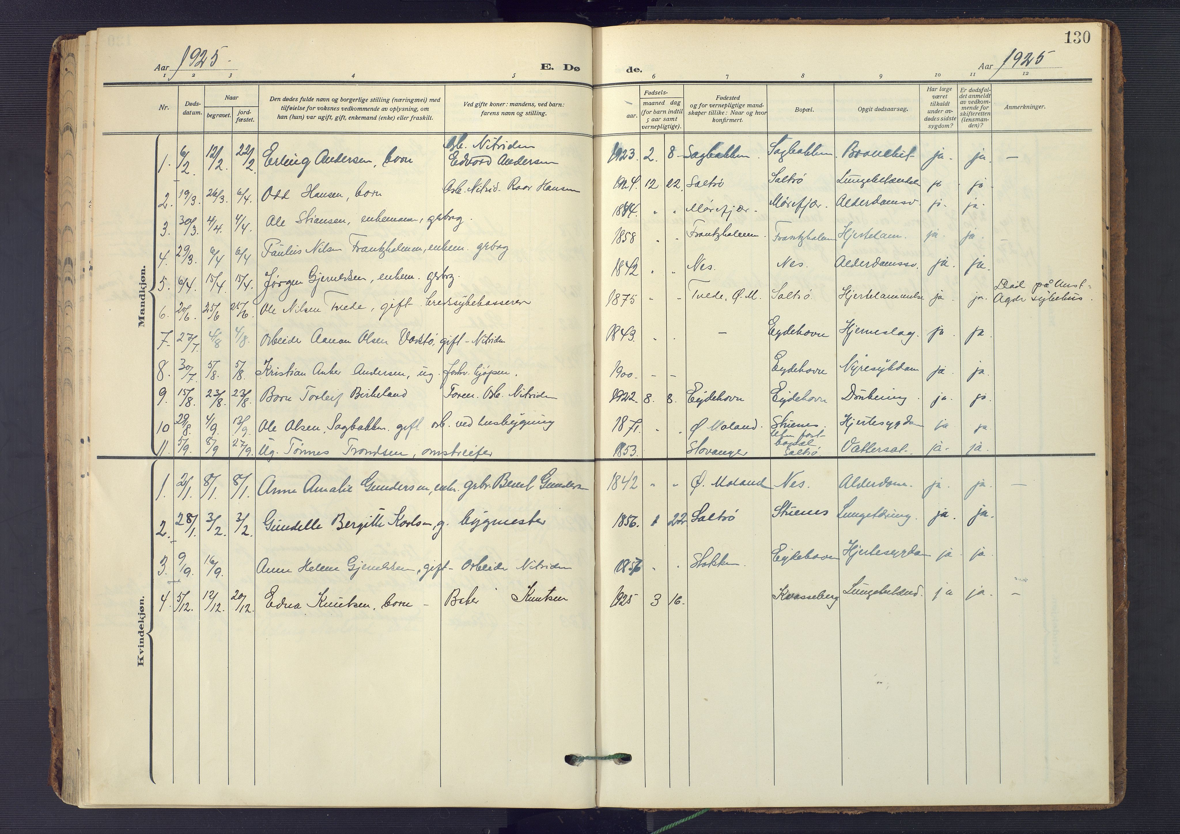 Austre Moland sokneprestkontor, SAK/1111-0001/F/Fa/Fab/L0003: Parish register (official) no. A 3, 1914-1927, p. 130