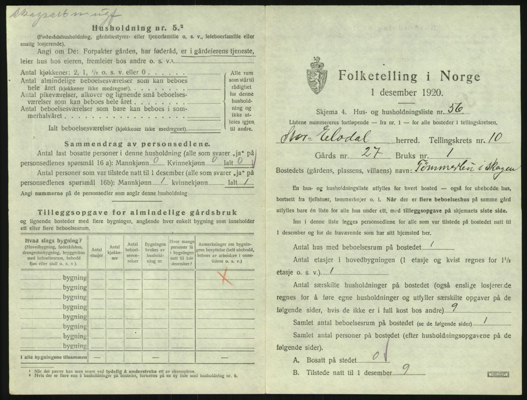 SAH, 1920 census for Stor-Elvdal, 1920, p. 1474