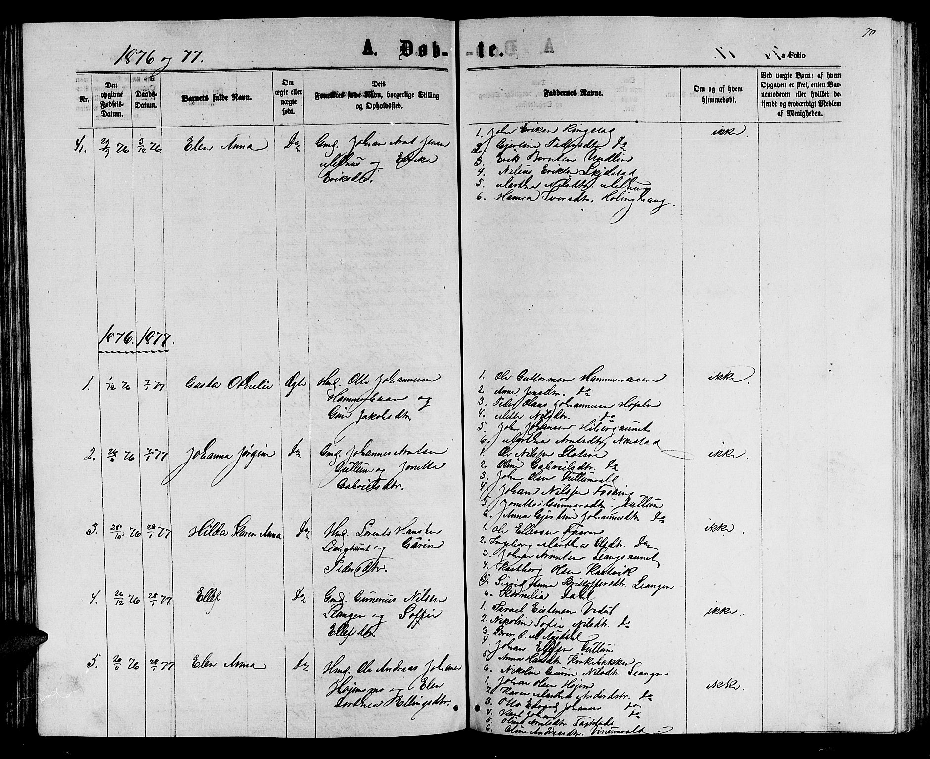 Ministerialprotokoller, klokkerbøker og fødselsregistre - Nord-Trøndelag, AV/SAT-A-1458/714/L0133: Parish register (copy) no. 714C02, 1865-1877, p. 70