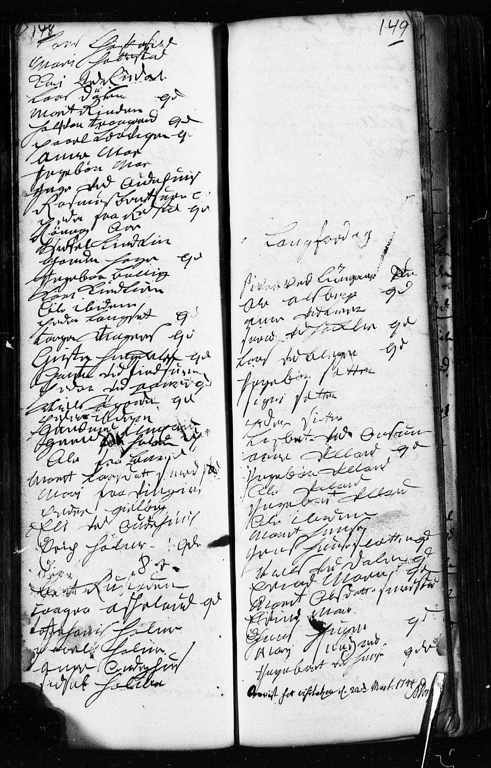 Fåberg prestekontor, AV/SAH-PREST-086/H/Ha/Hab/L0002: Parish register (copy) no. 2, 1741-1756, p. 148-149