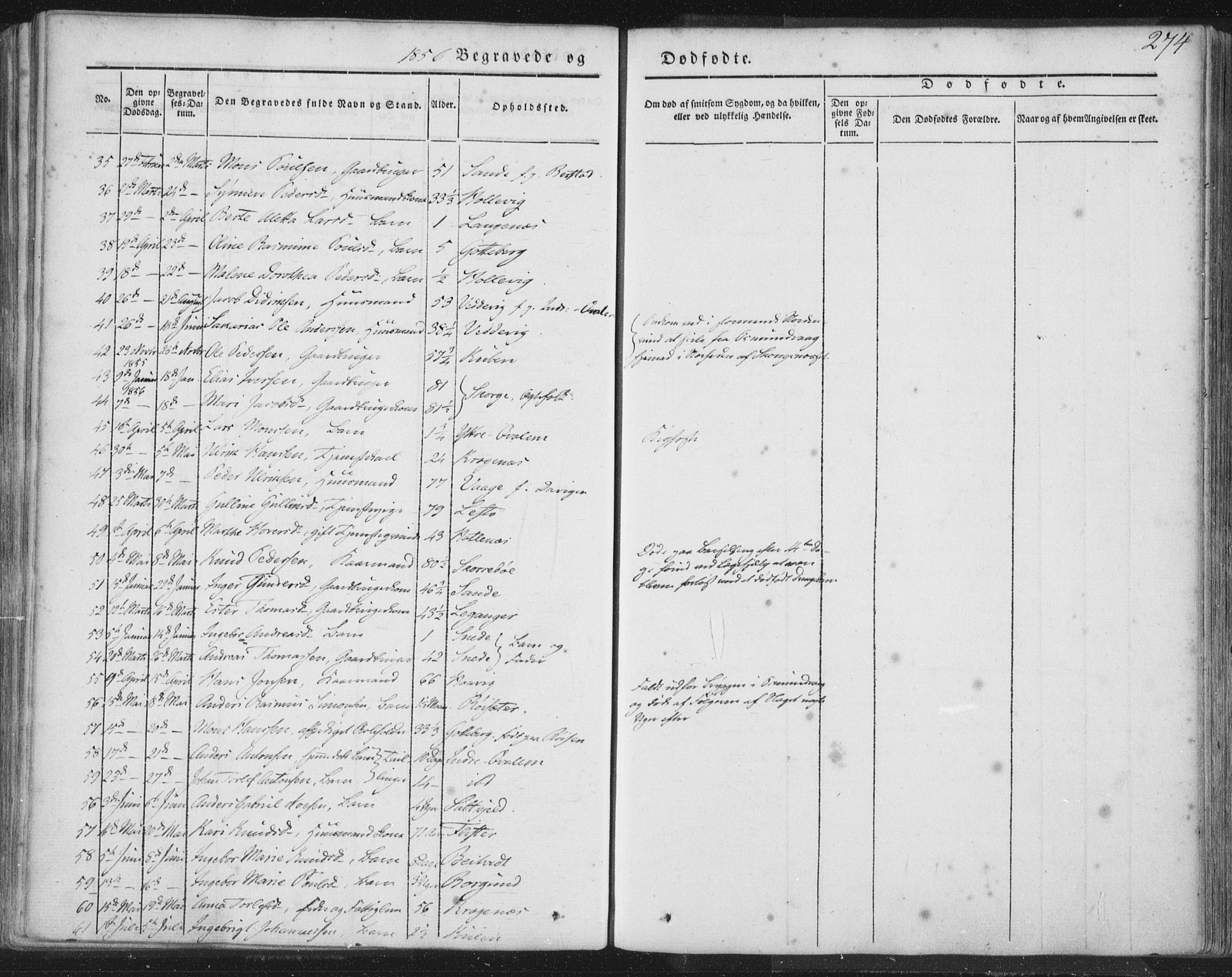 Selje sokneprestembete, SAB/A-99938/H/Ha/Haa/Haaa: Parish register (official) no. A 10, 1844-1858, p. 274