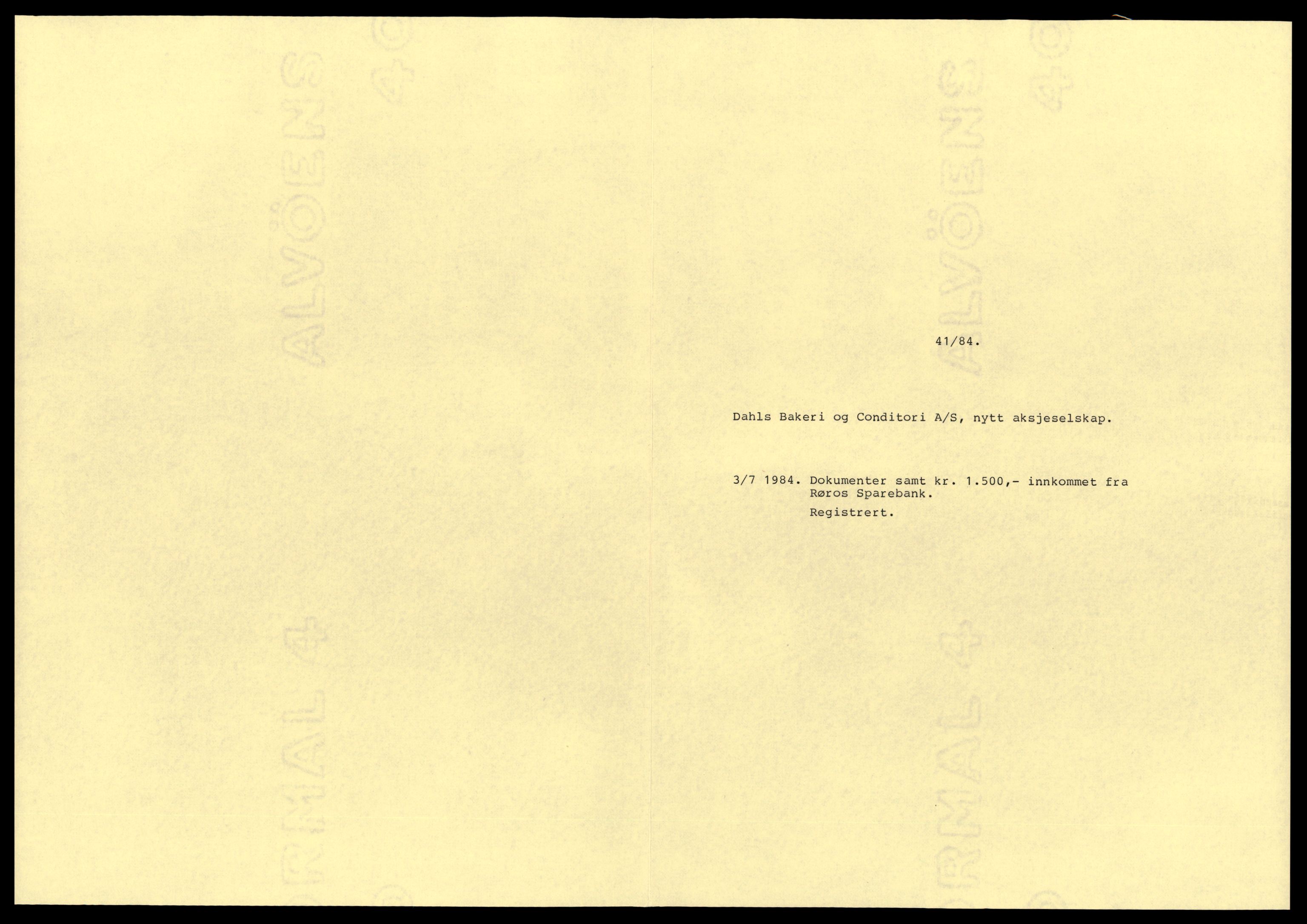 Gauldal sorenskriveri, AV/SAT-A-0014/2/J/Jd/Jde/L0008: Bilag, 1984, p. 17