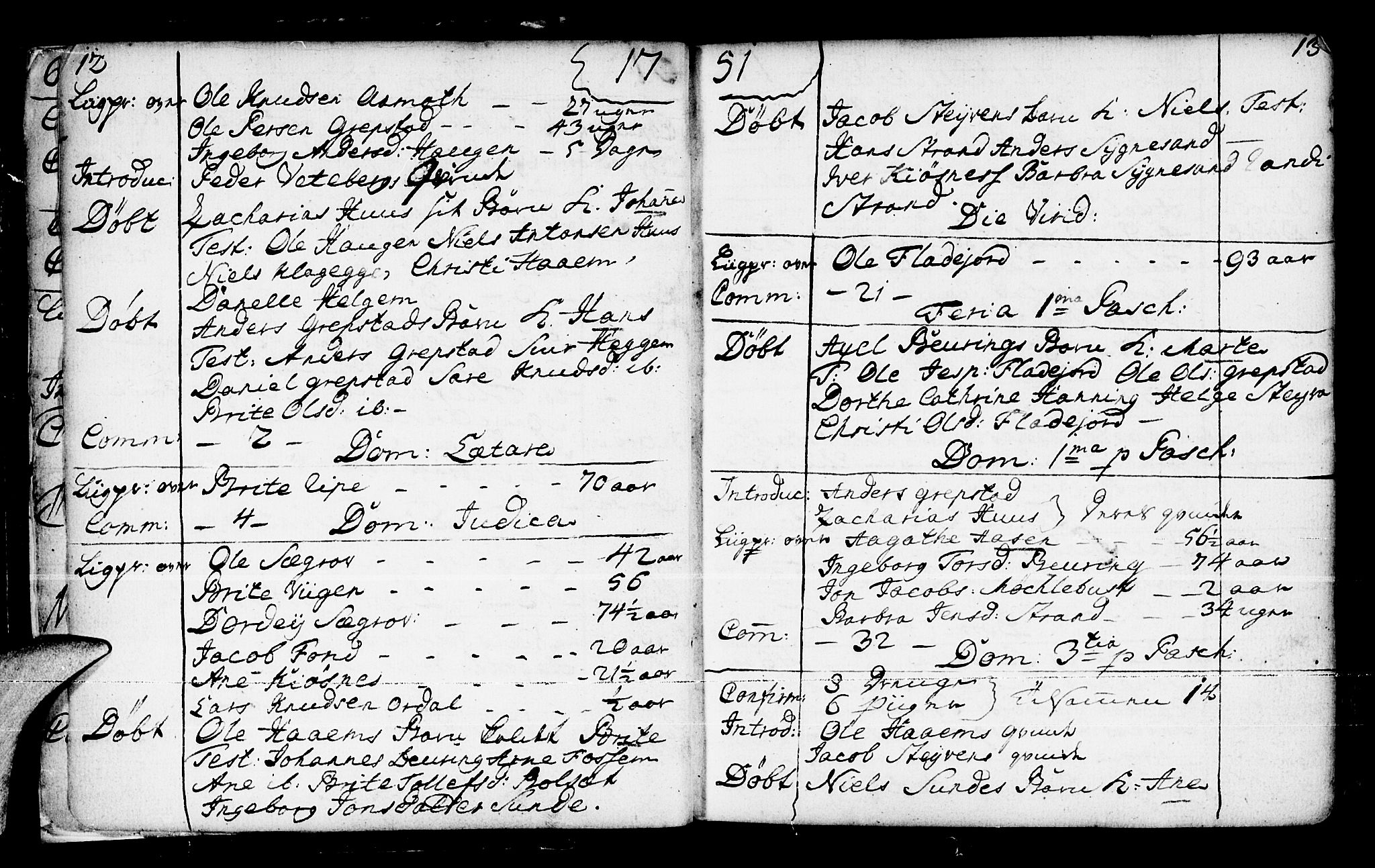 Jølster sokneprestembete, SAB/A-80701/H/Haa/Haaa/L0004: Parish register (official) no. A 4, 1749-1789, p. 12-13