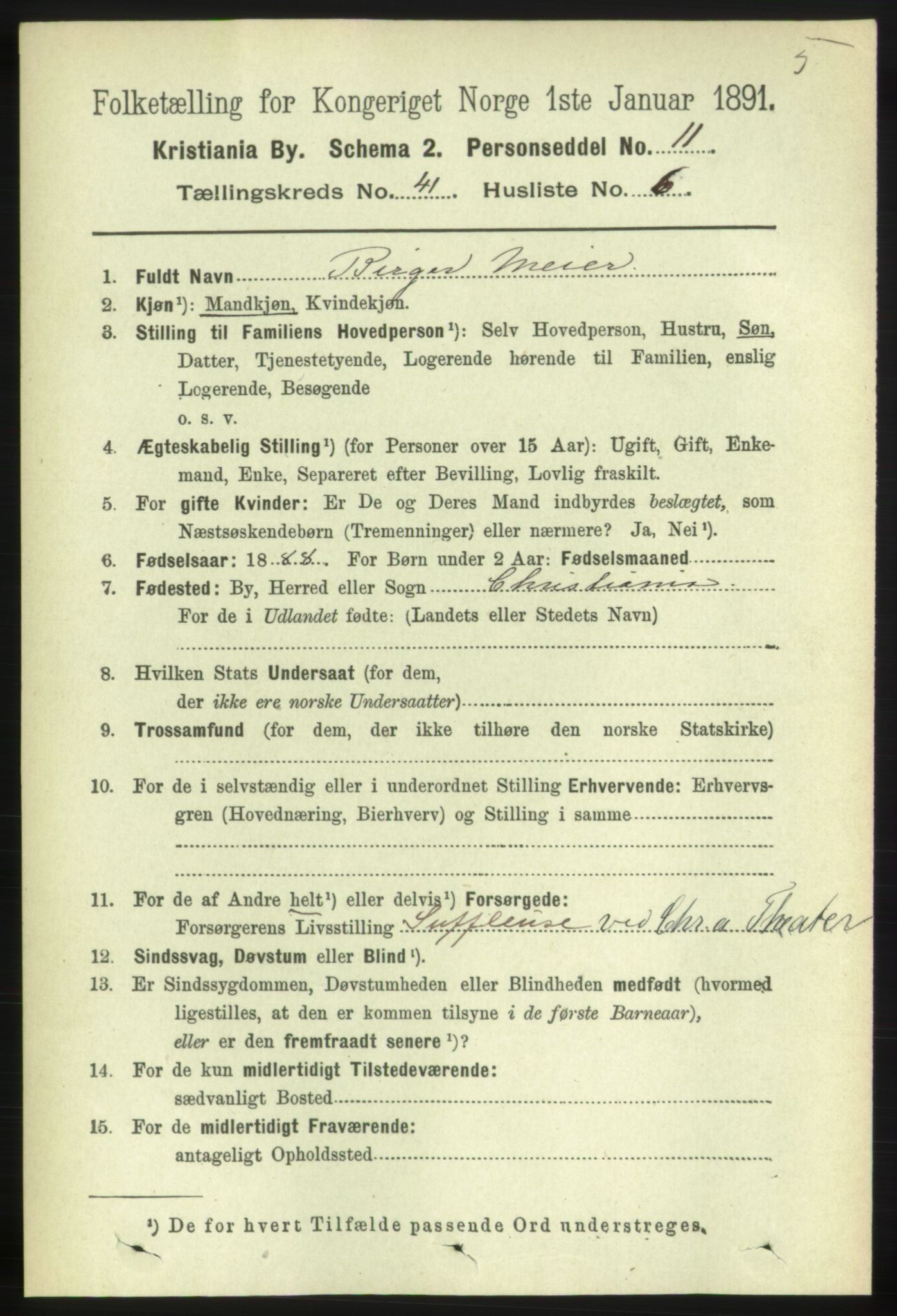 RA, 1891 census for 0301 Kristiania, 1891, p. 24145