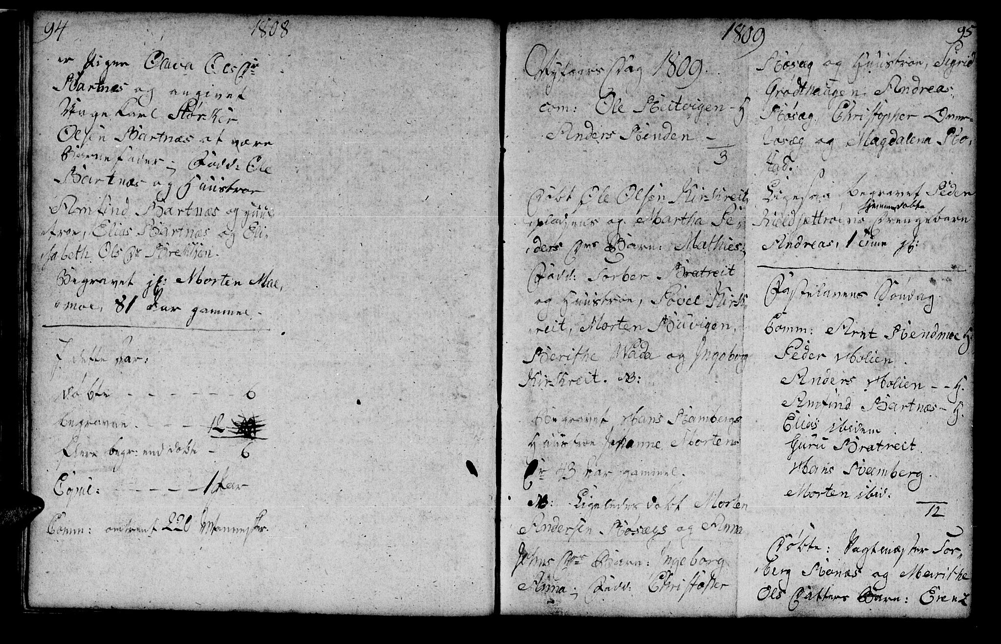 Ministerialprotokoller, klokkerbøker og fødselsregistre - Nord-Trøndelag, SAT/A-1458/745/L0432: Parish register (copy) no. 745C01, 1802-1814, p. 94-95