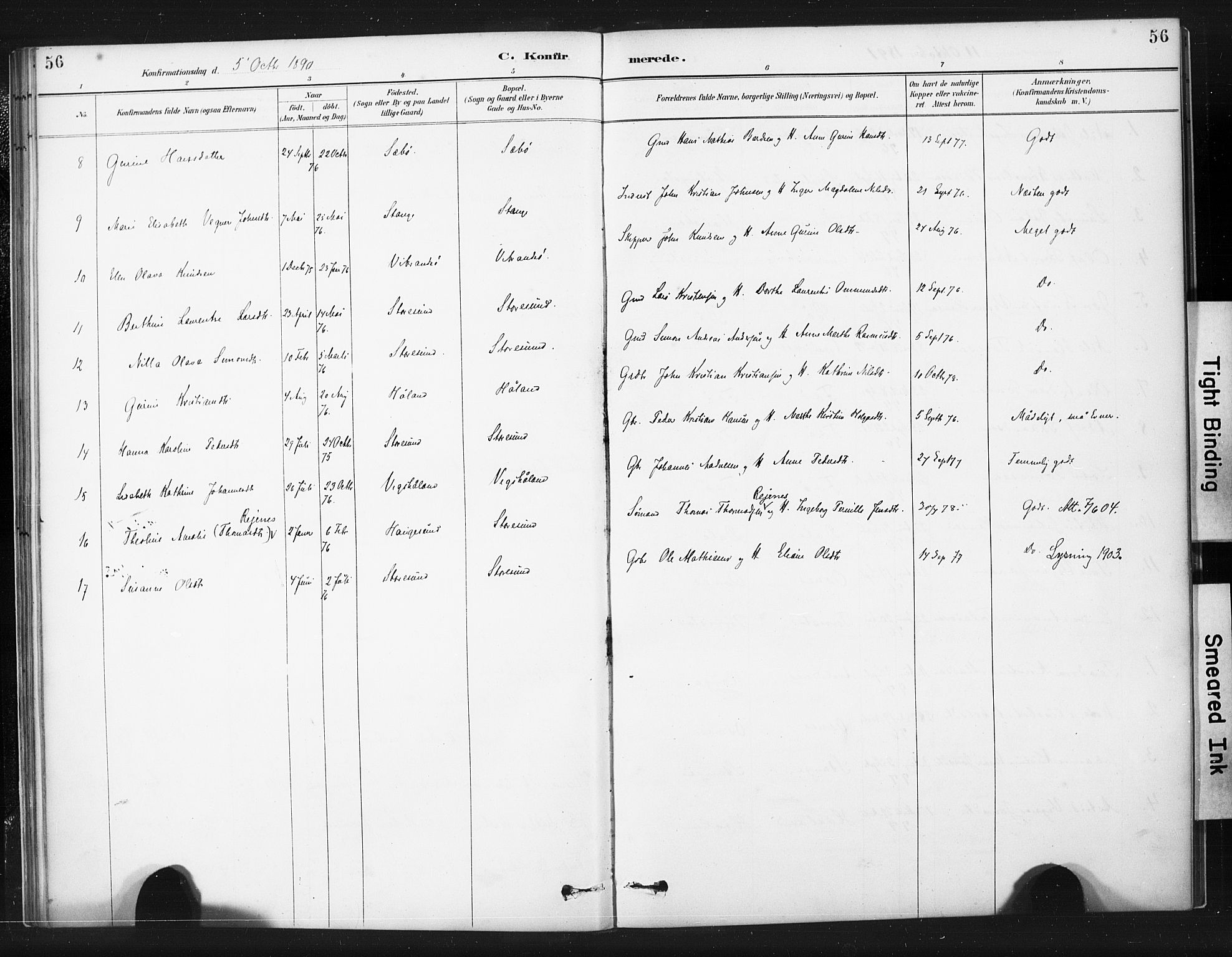 Torvastad sokneprestkontor, AV/SAST-A -101857/H/Ha/Haa/L0015: Parish register (official) no. A 14, 1888-1899, p. 56