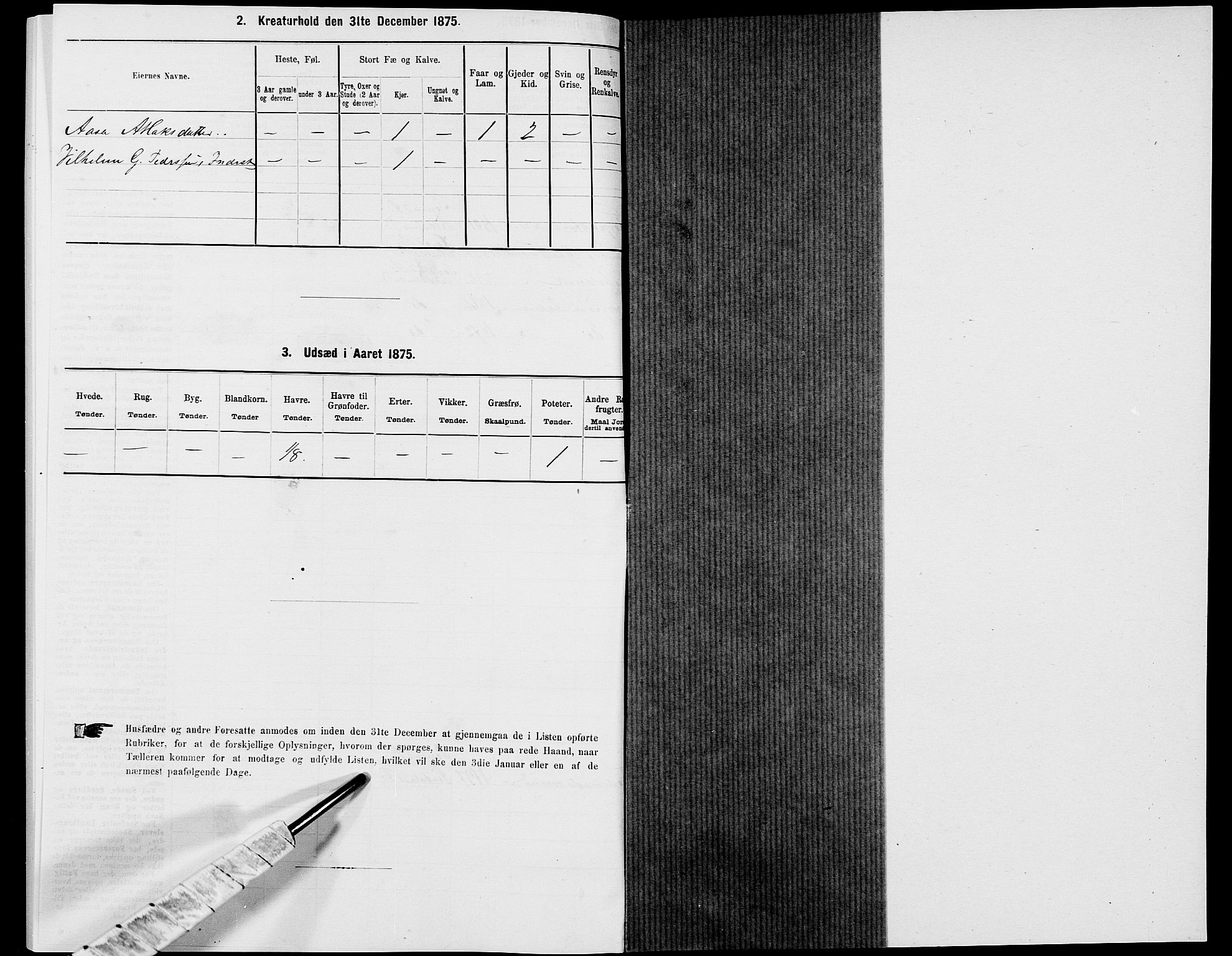 SAK, 1875 census for 1046P Sirdal, 1875, p. 332