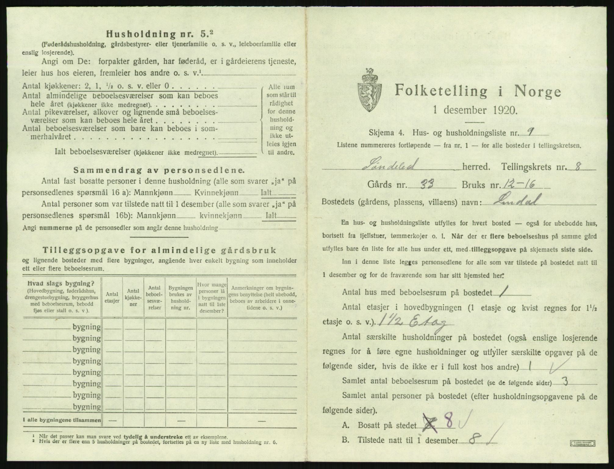 SAK, 1920 census for Søndeled, 1920, p. 719