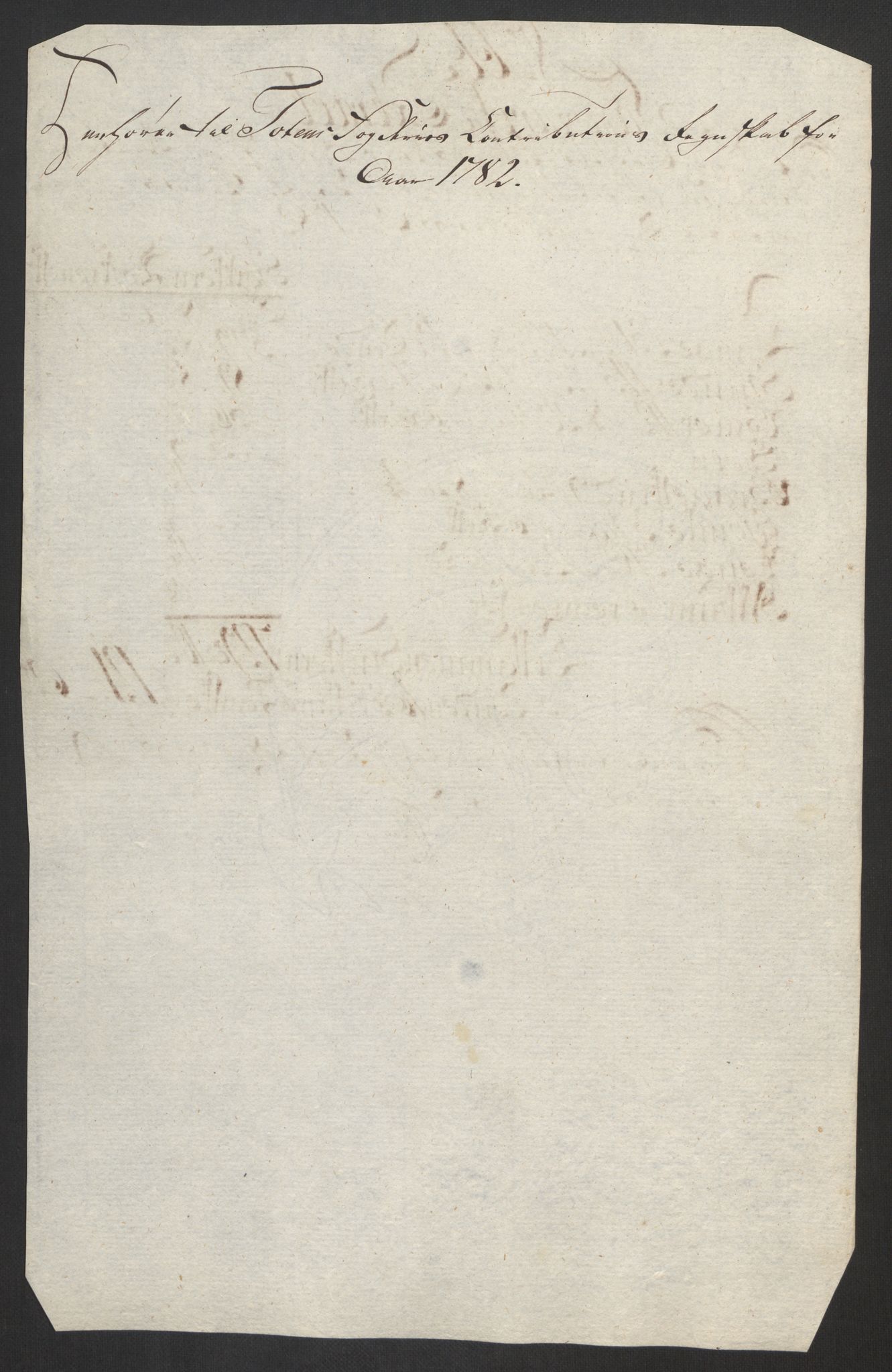 Rentekammeret inntil 1814, Reviderte regnskaper, Fogderegnskap, RA/EA-4092/R19/L1369: Fogderegnskap Toten, Hadeland og Vardal, 1782, p. 239