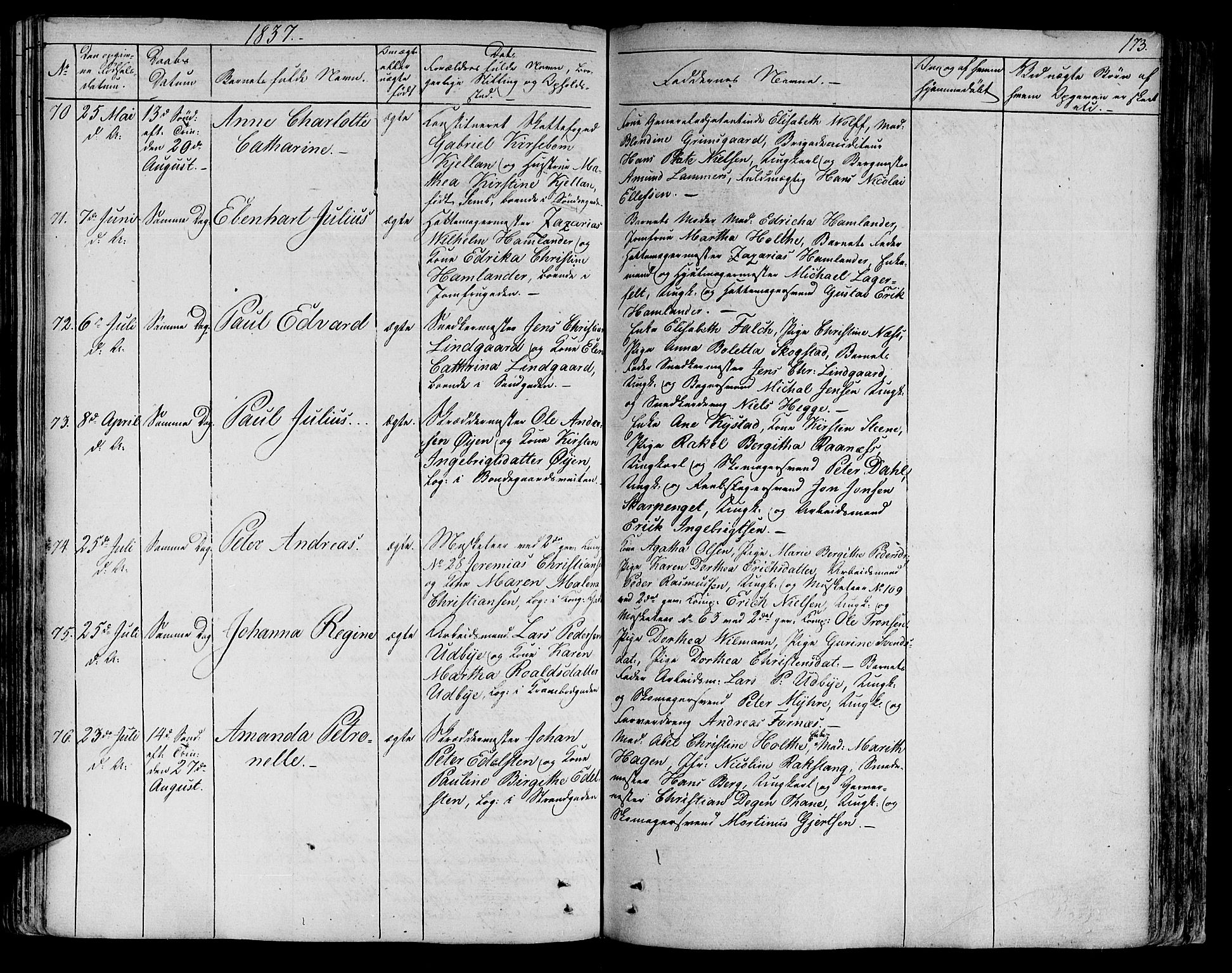 Ministerialprotokoller, klokkerbøker og fødselsregistre - Sør-Trøndelag, SAT/A-1456/602/L0108: Parish register (official) no. 602A06, 1821-1839, p. 173
