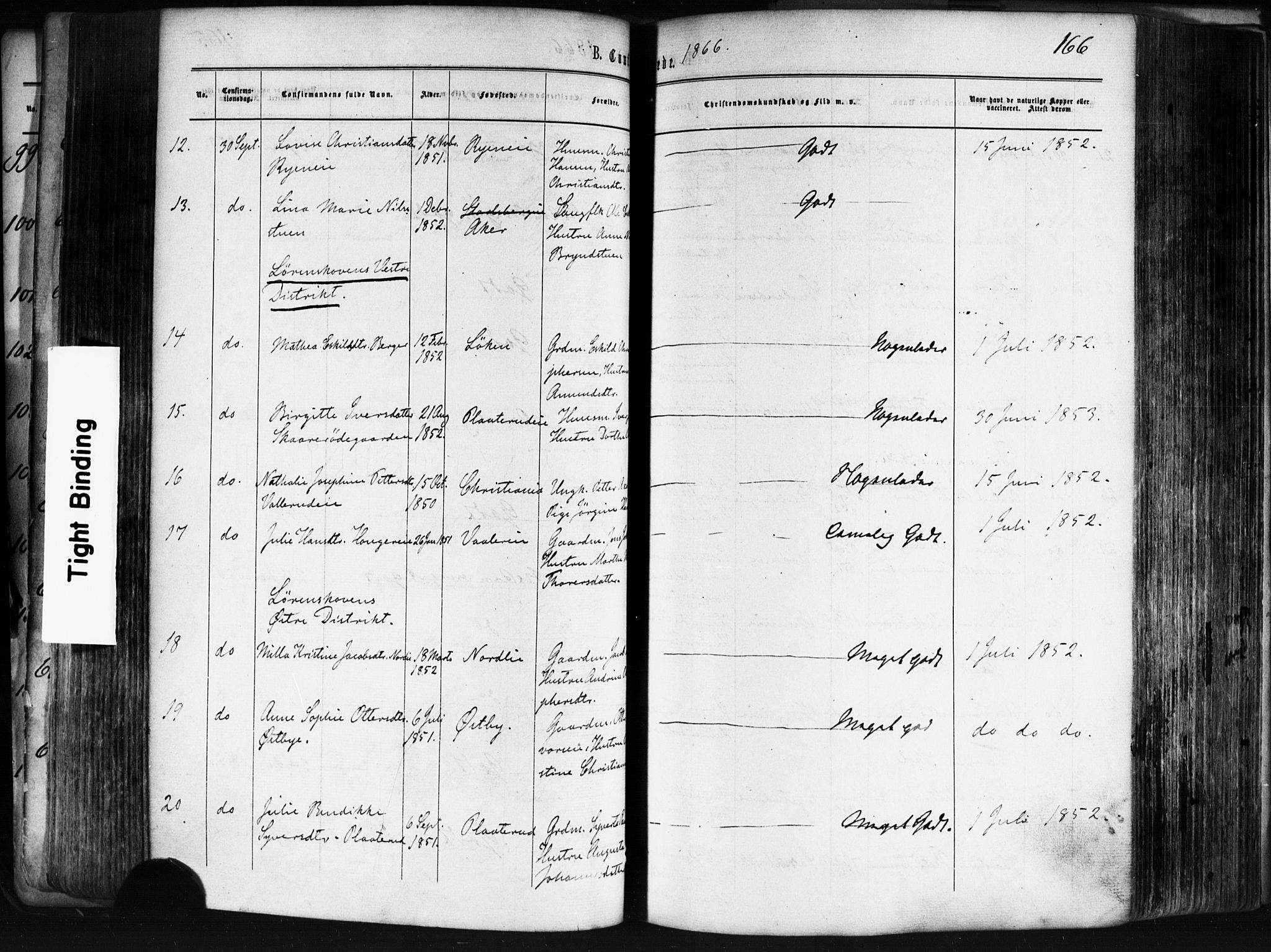 Skedsmo prestekontor Kirkebøker, AV/SAO-A-10033a/F/Fa/L0011: Parish register (official) no. I 11, 1866-1876, p. 166