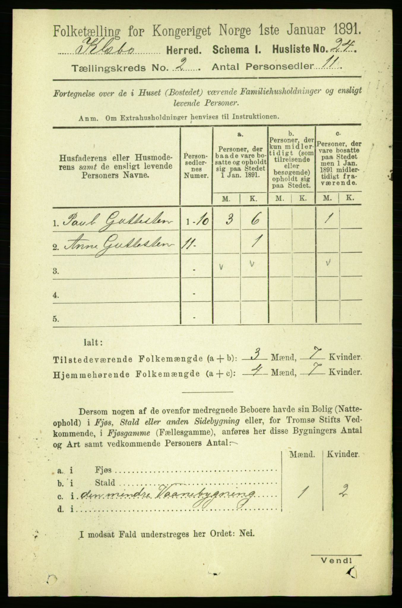 RA, 1891 census for 1662 Klæbu, 1891, p. 212