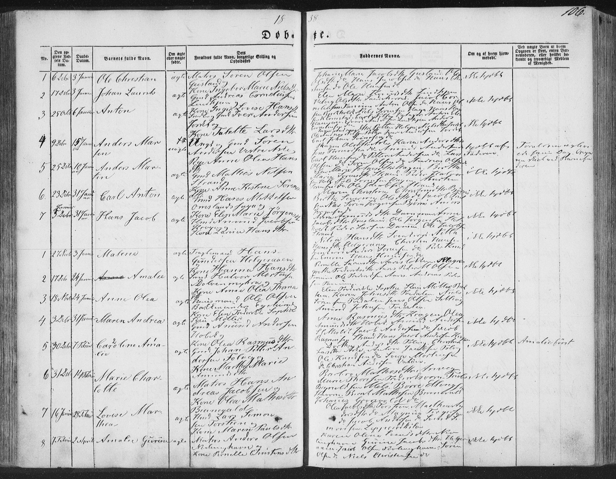 Brunlanes kirkebøker, AV/SAKO-A-342/F/Fa/L0004: Parish register (official) no. I 4, 1846-1862, p. 106