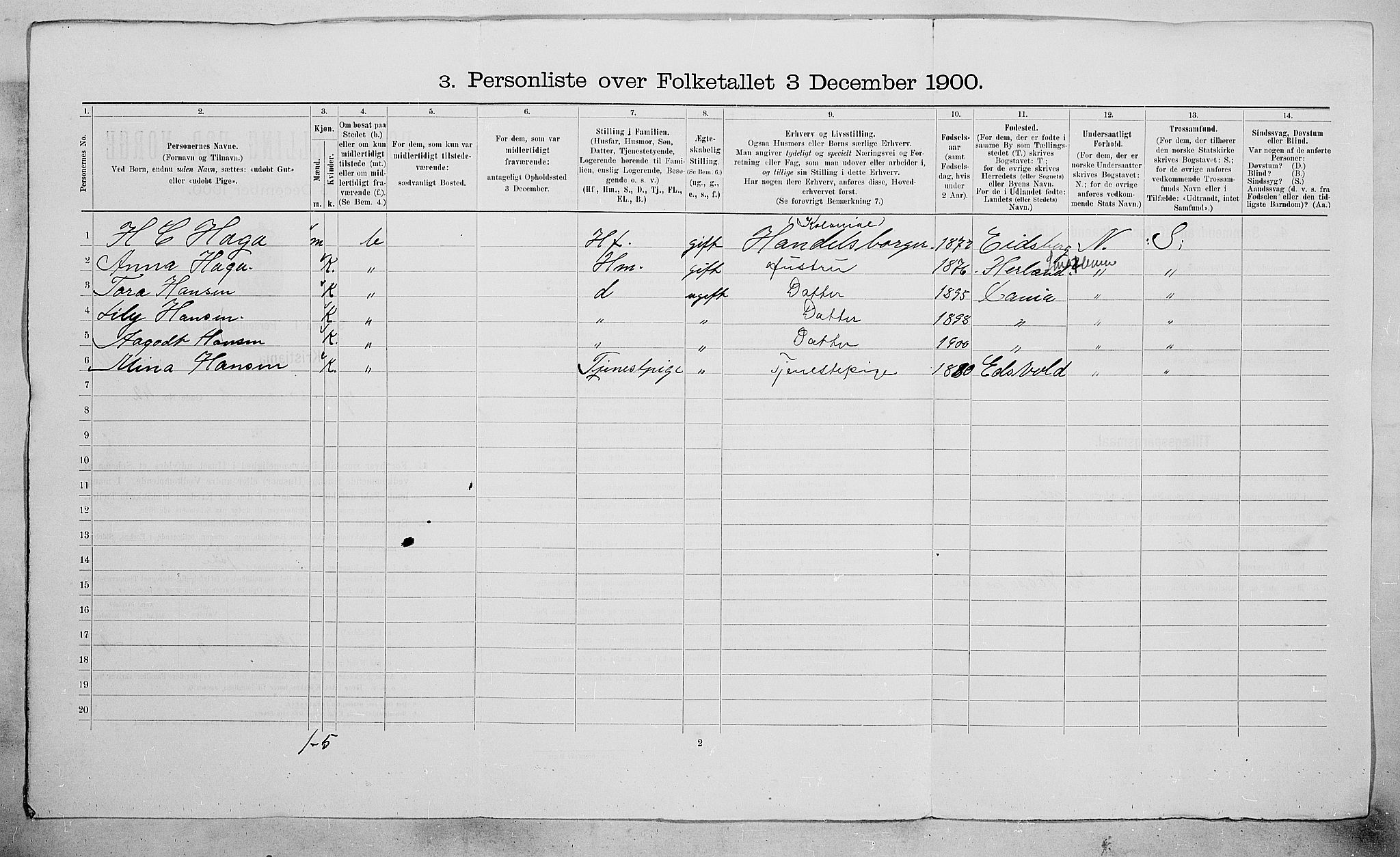 SAO, 1900 census for Kristiania, 1900, p. 33572