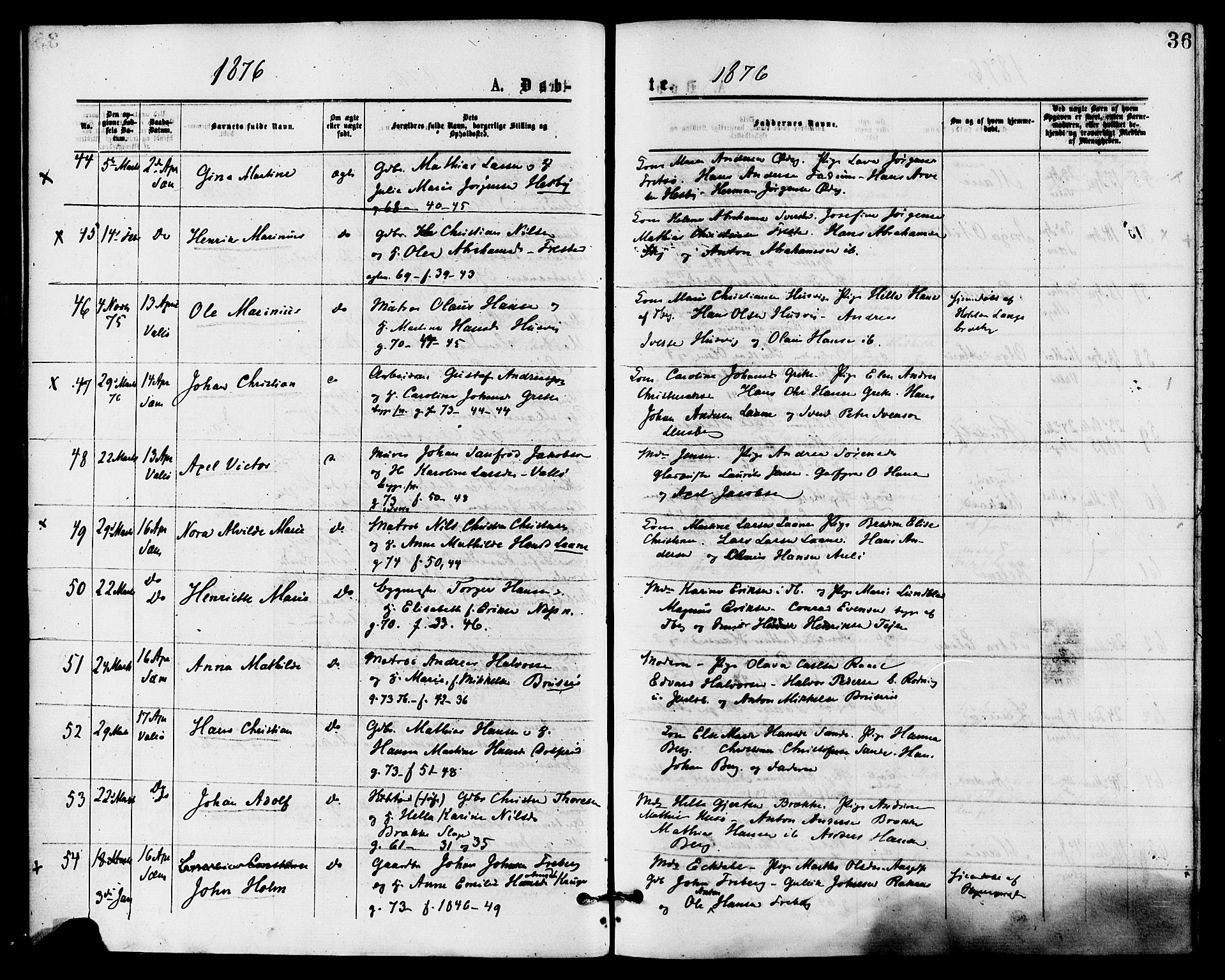 Sem kirkebøker, SAKO/A-5/F/Fa/L0009: Parish register (official) no. I 9, 1874-1877, p. 36