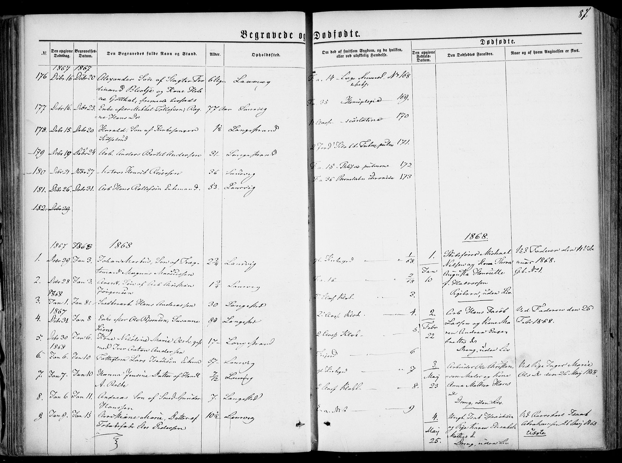 Larvik kirkebøker, SAKO/A-352/F/Fa/L0005: Parish register (official) no. I 5, 1856-1870, p. 87