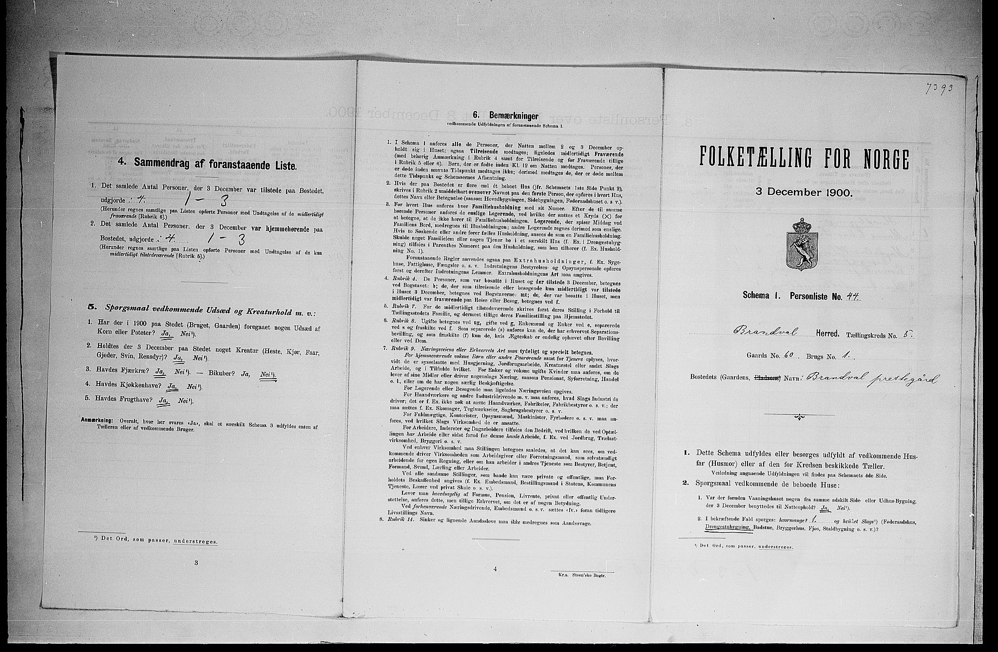 SAH, 1900 census for Brandval, 1900, p. 665