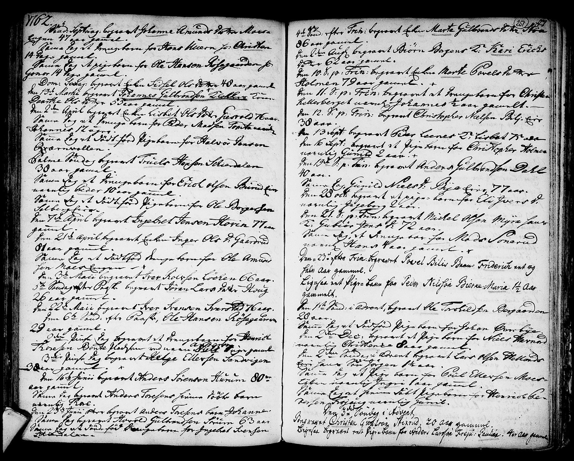 Hole kirkebøker, SAKO/A-228/F/Fa/L0001: Parish register (official) no. I 1, 1716-1765, p. 251