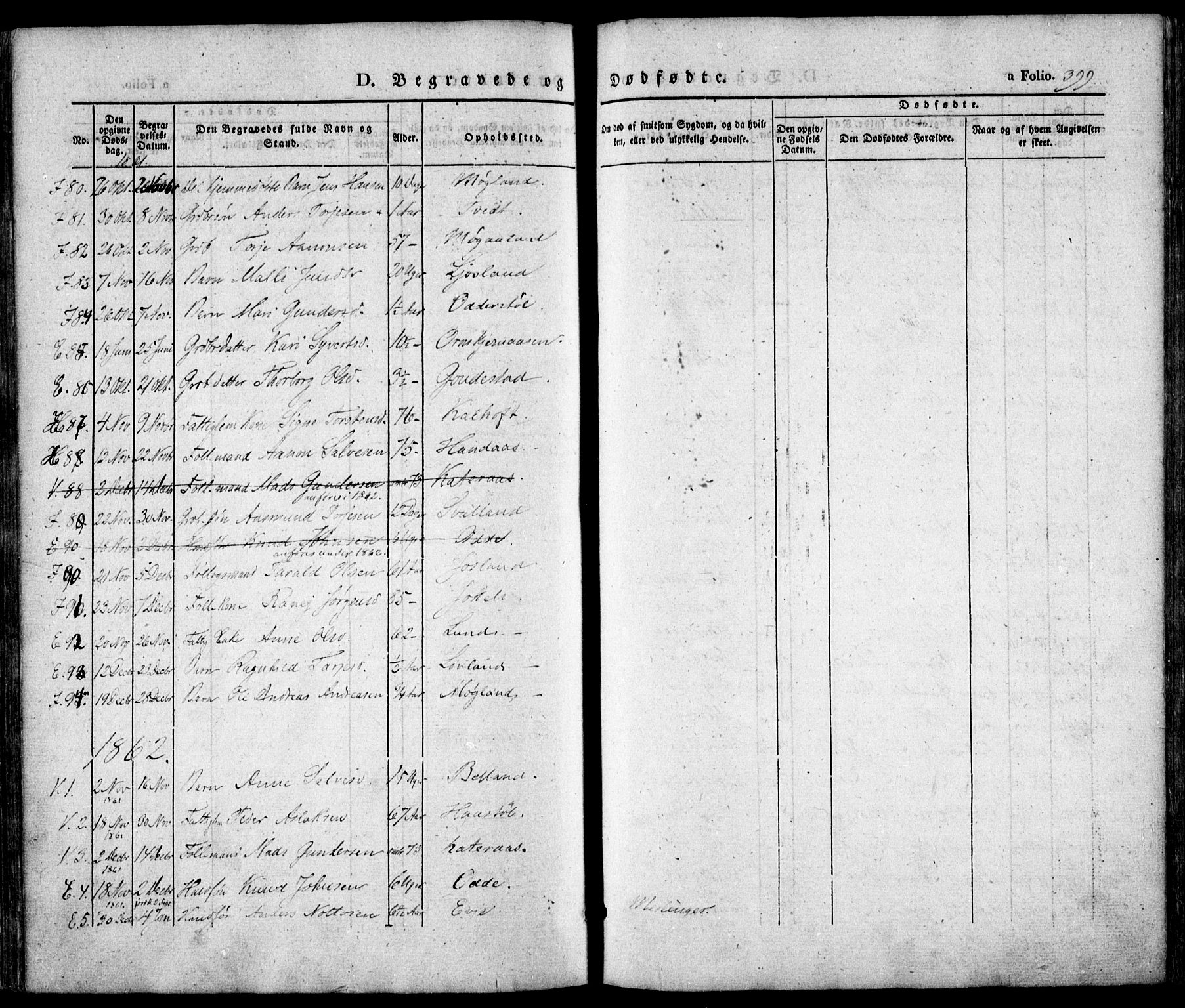 Evje sokneprestkontor, SAK/1111-0008/F/Fa/Faa/L0005: Parish register (official) no. A 5, 1843-1865, p. 399