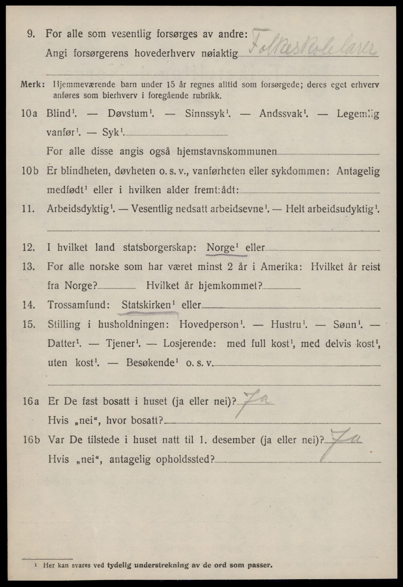 SAT, 1920 census for Vatne, 1920, p. 1073