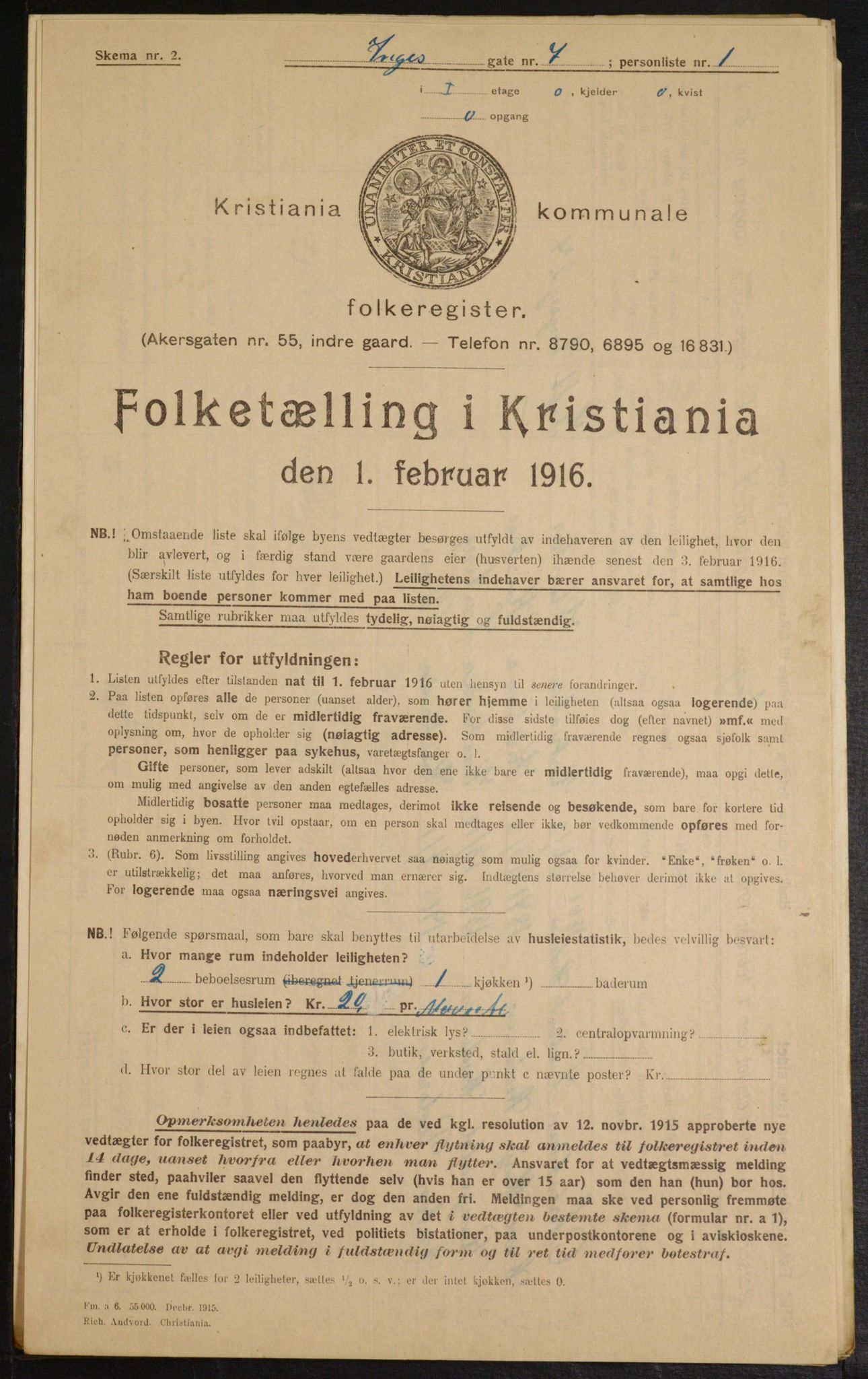 OBA, Municipal Census 1916 for Kristiania, 1916, p. 44870