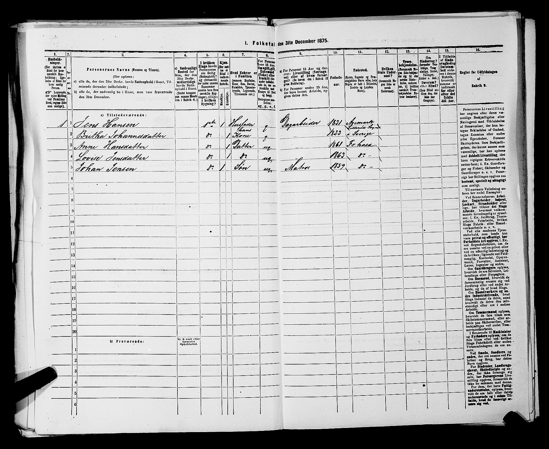 RA, 1875 census for 0101P Fredrikshald, 1875, p. 1251